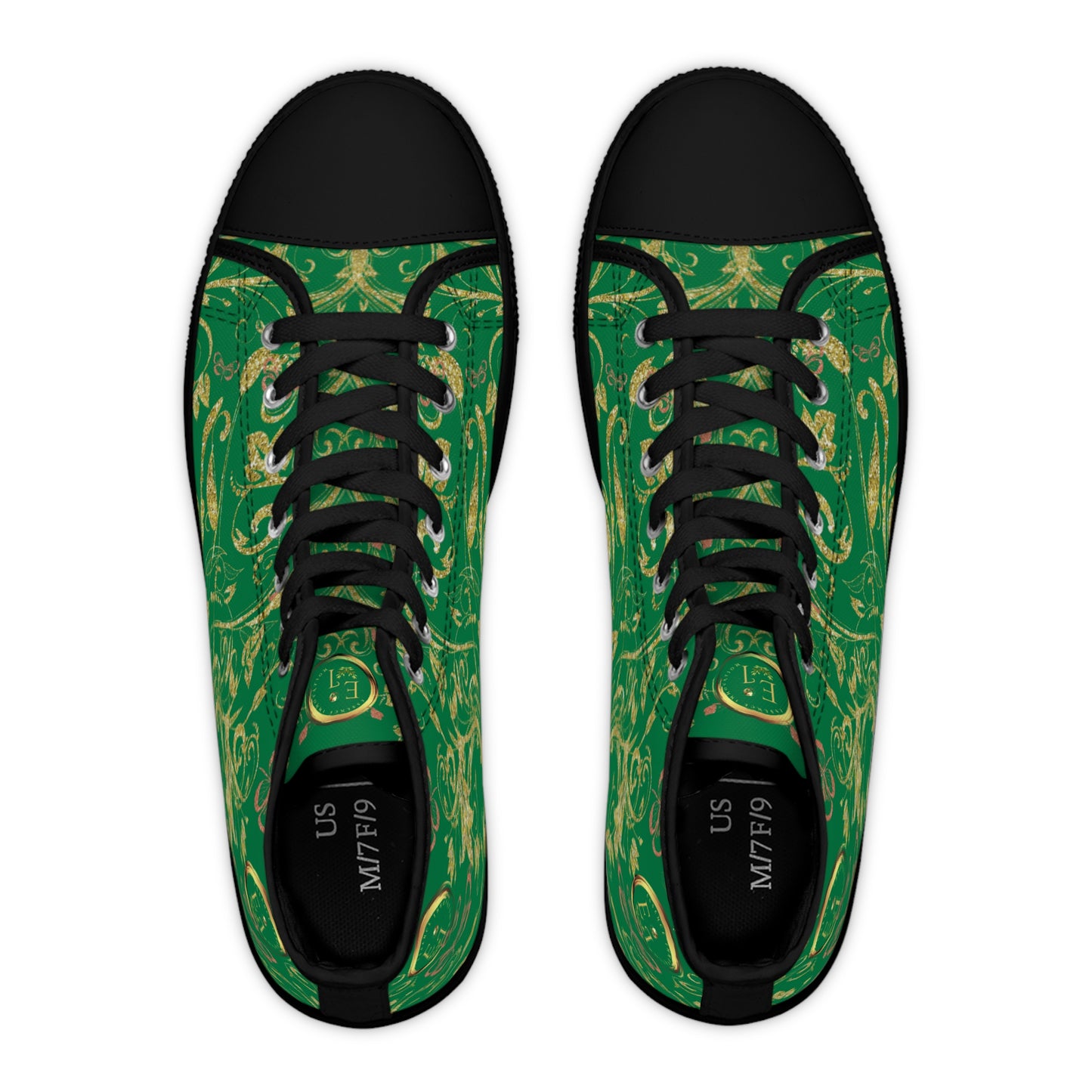 Bohemian Butterfly Heart | Green | Black Sole HighTop Sneakers