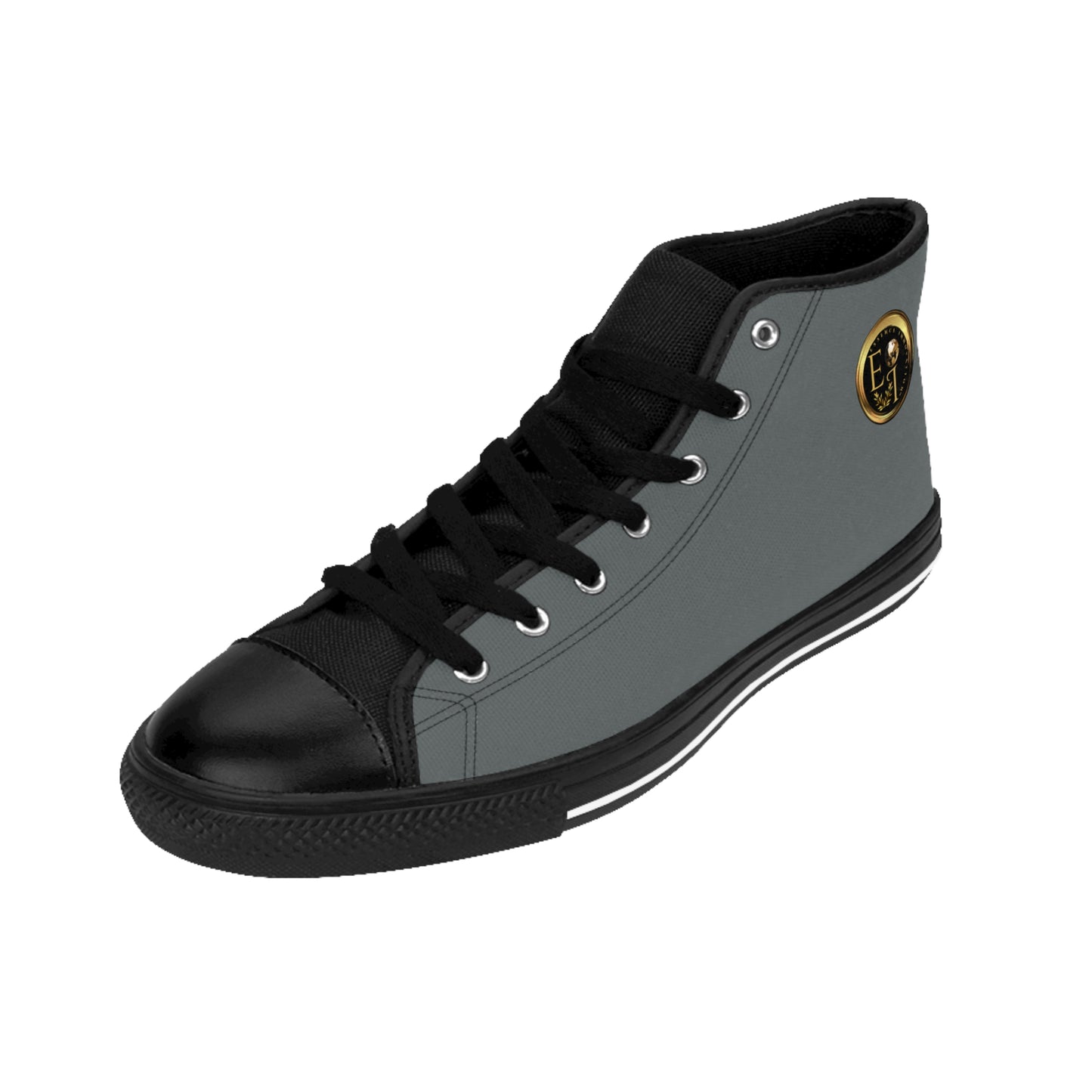 Gray high-top 'Essence Innovation' sneaker with black accents on a white background
