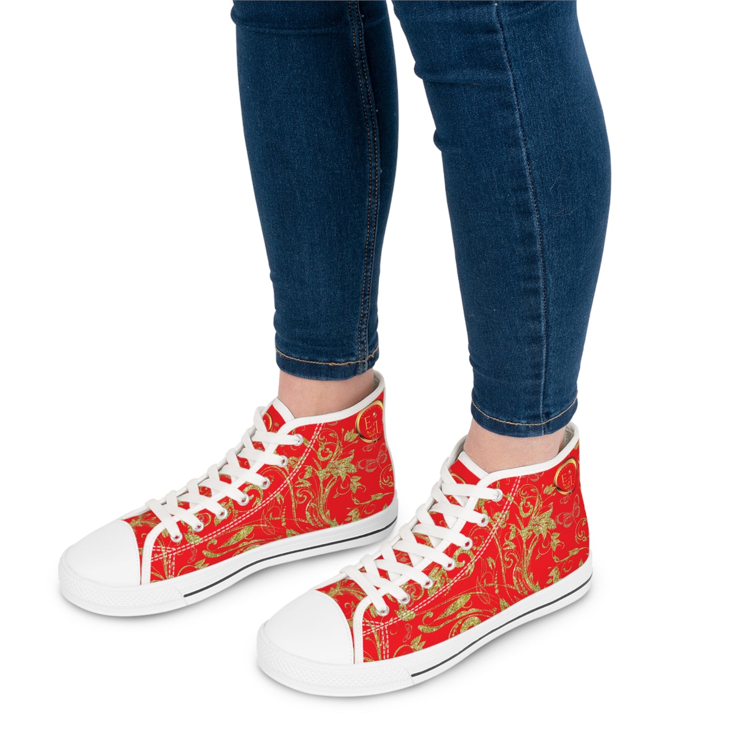 Ladies Bohemian Butterfly | Red | White Sole HighTops