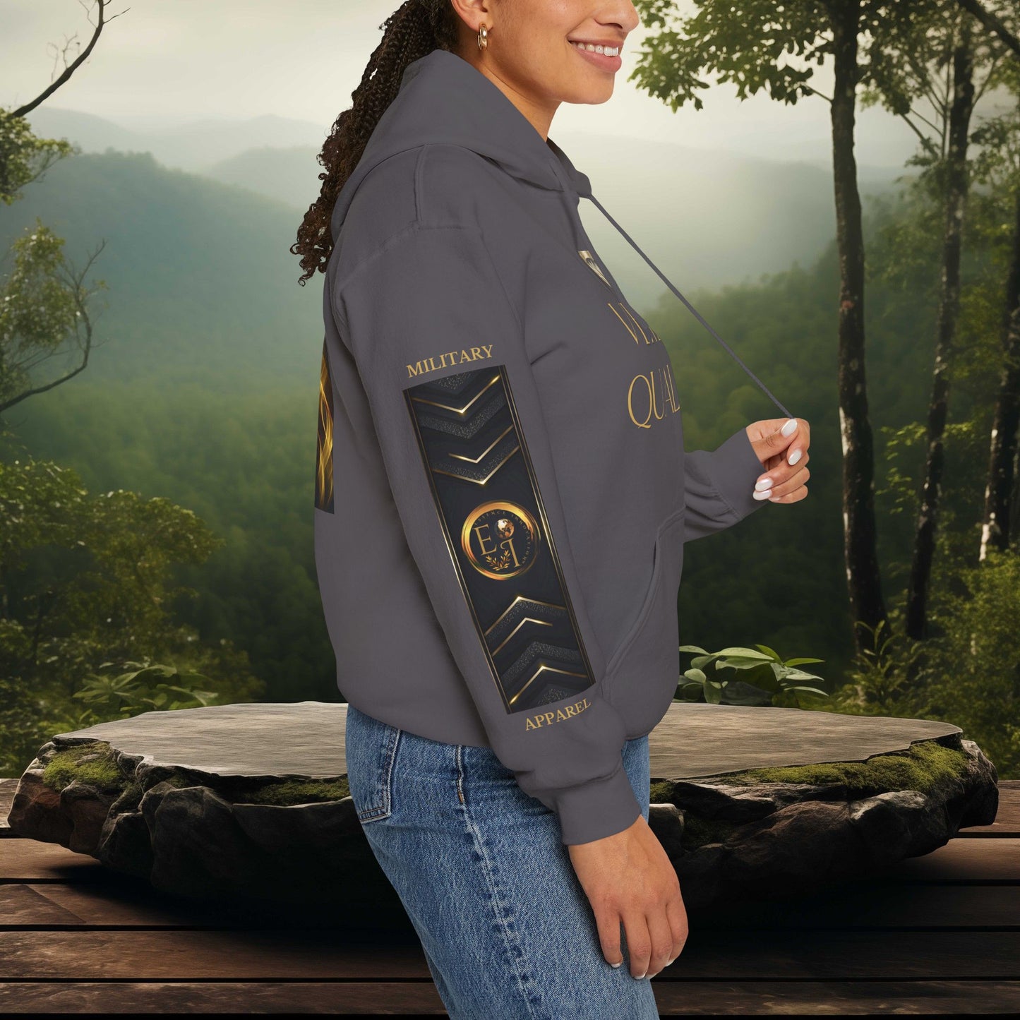 Veteran Qualities Serviceman Two | Charcoal Hoodie | Military & Service Tribute