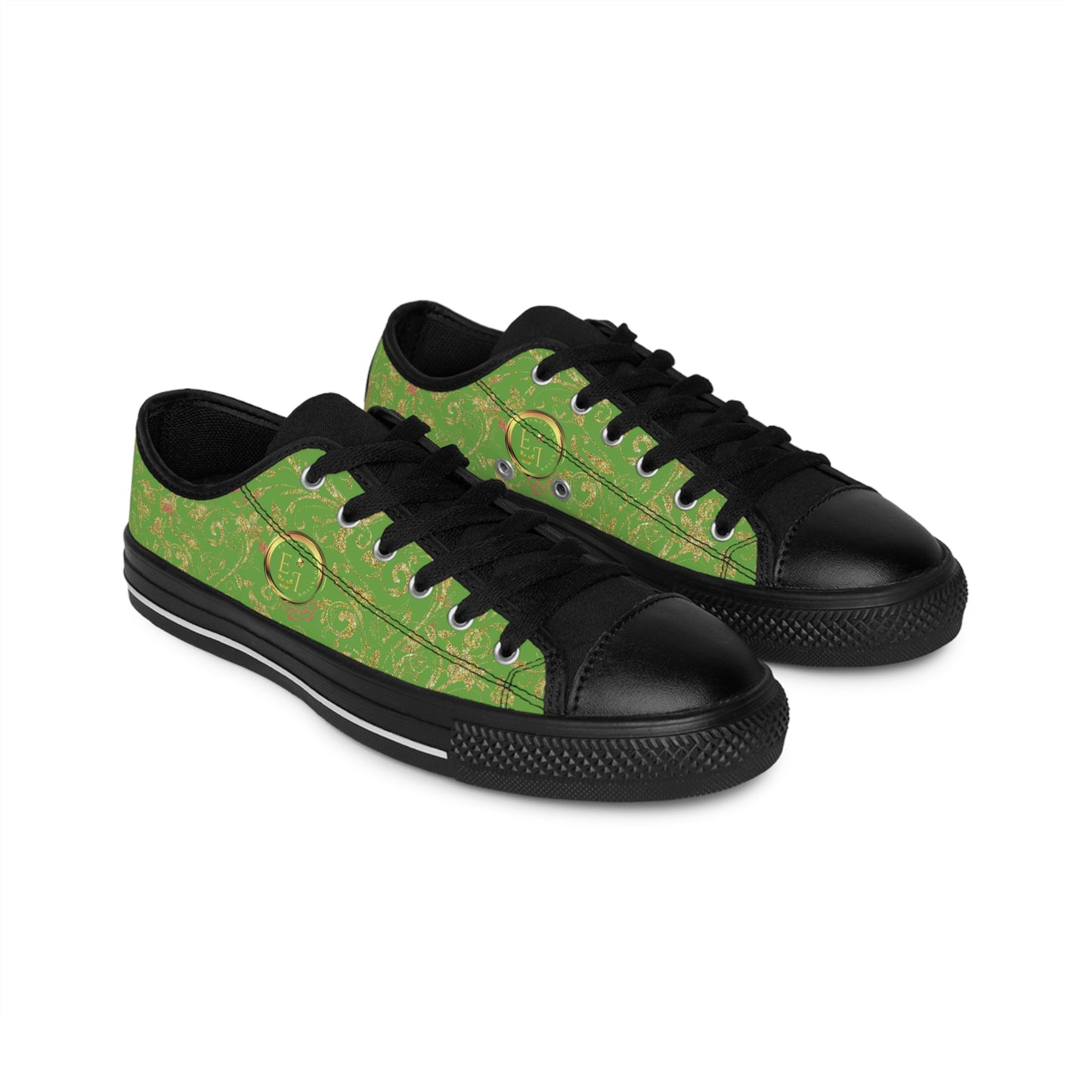 Bohemian Butterfly | Light Green | Black Sole LowTop Sneakers