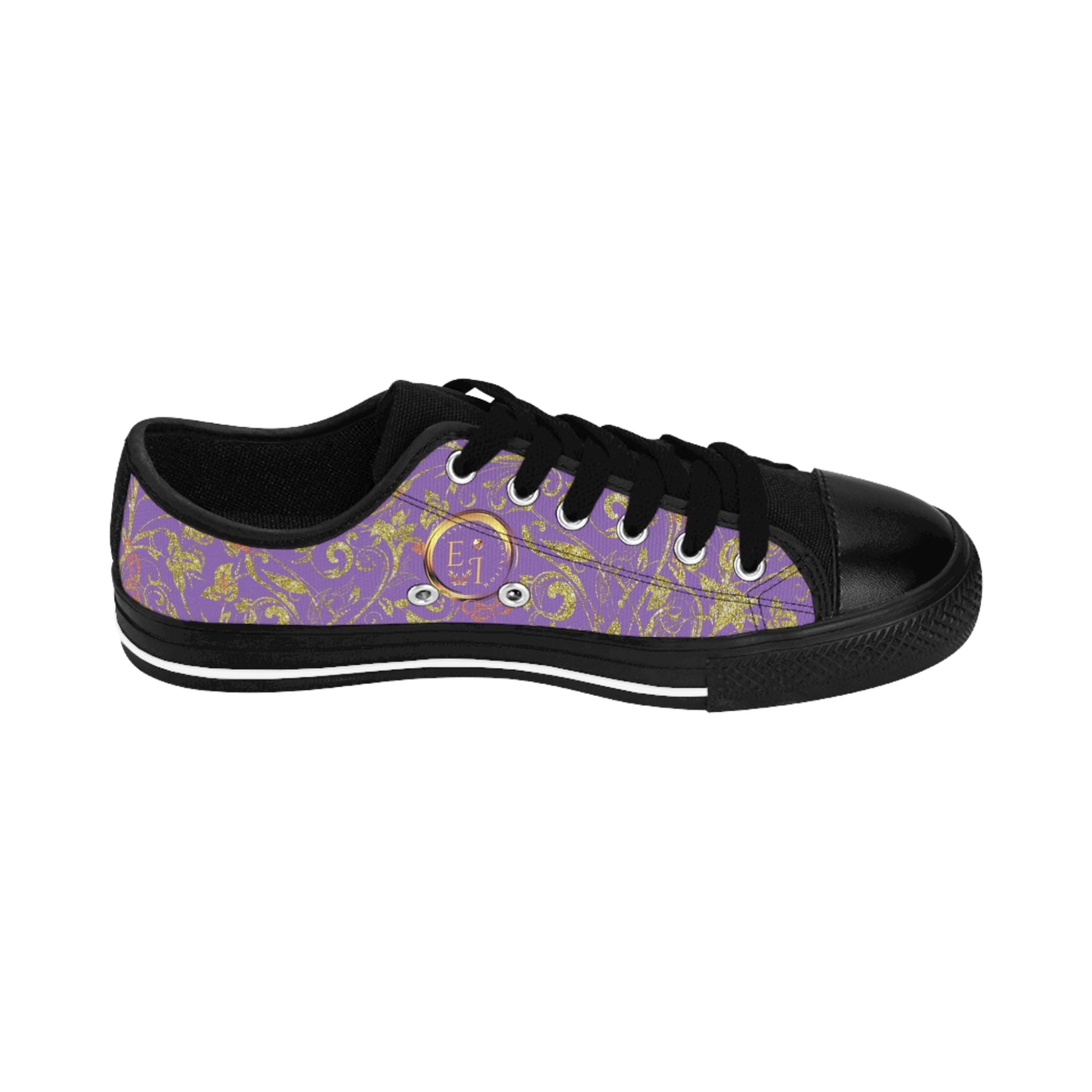 Bohemian Butterfly | Light Purple | Black Sole LowTop Sneakers