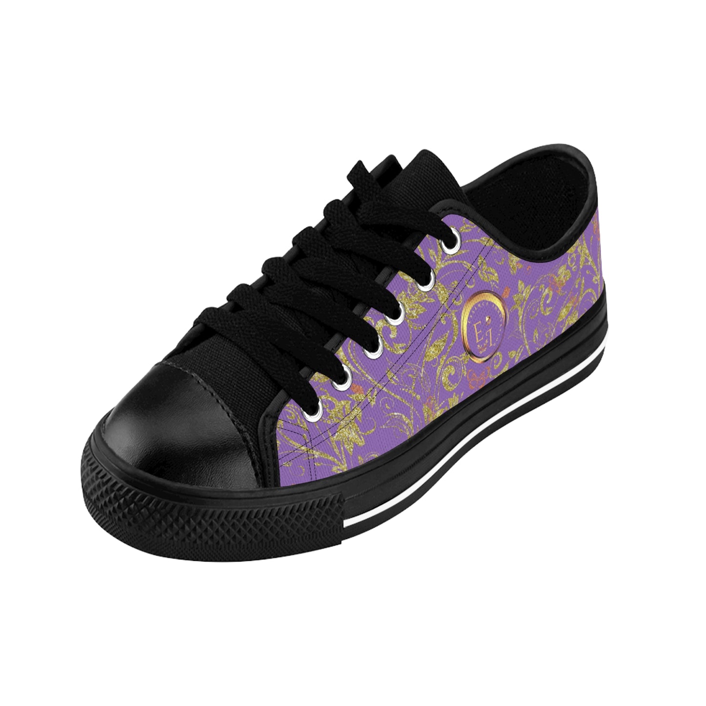 Bohemian Butterfly | Light Purple | Black Sole LowTop Sneakers