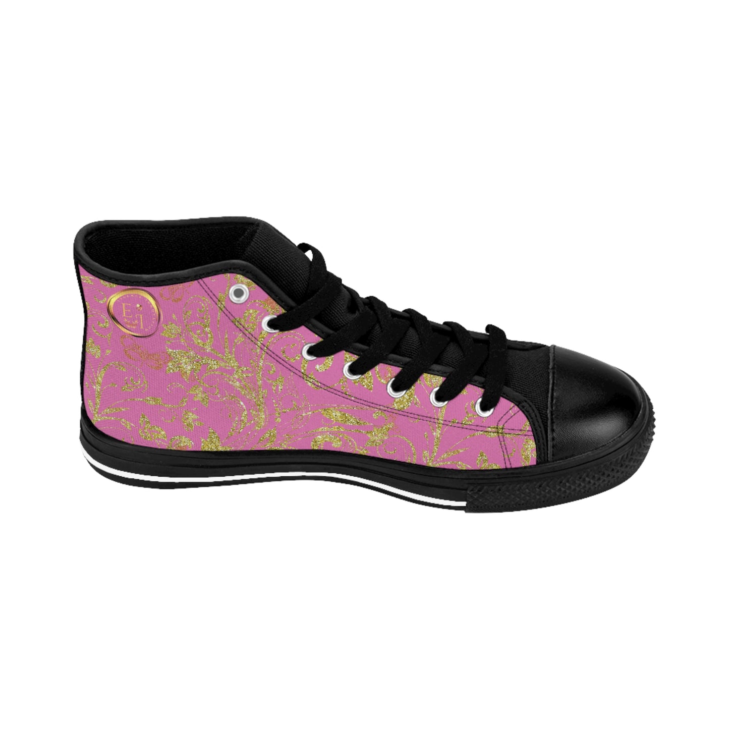 Bohemian Butterfly | Light Pink | Black Sole HighTop Sneakers