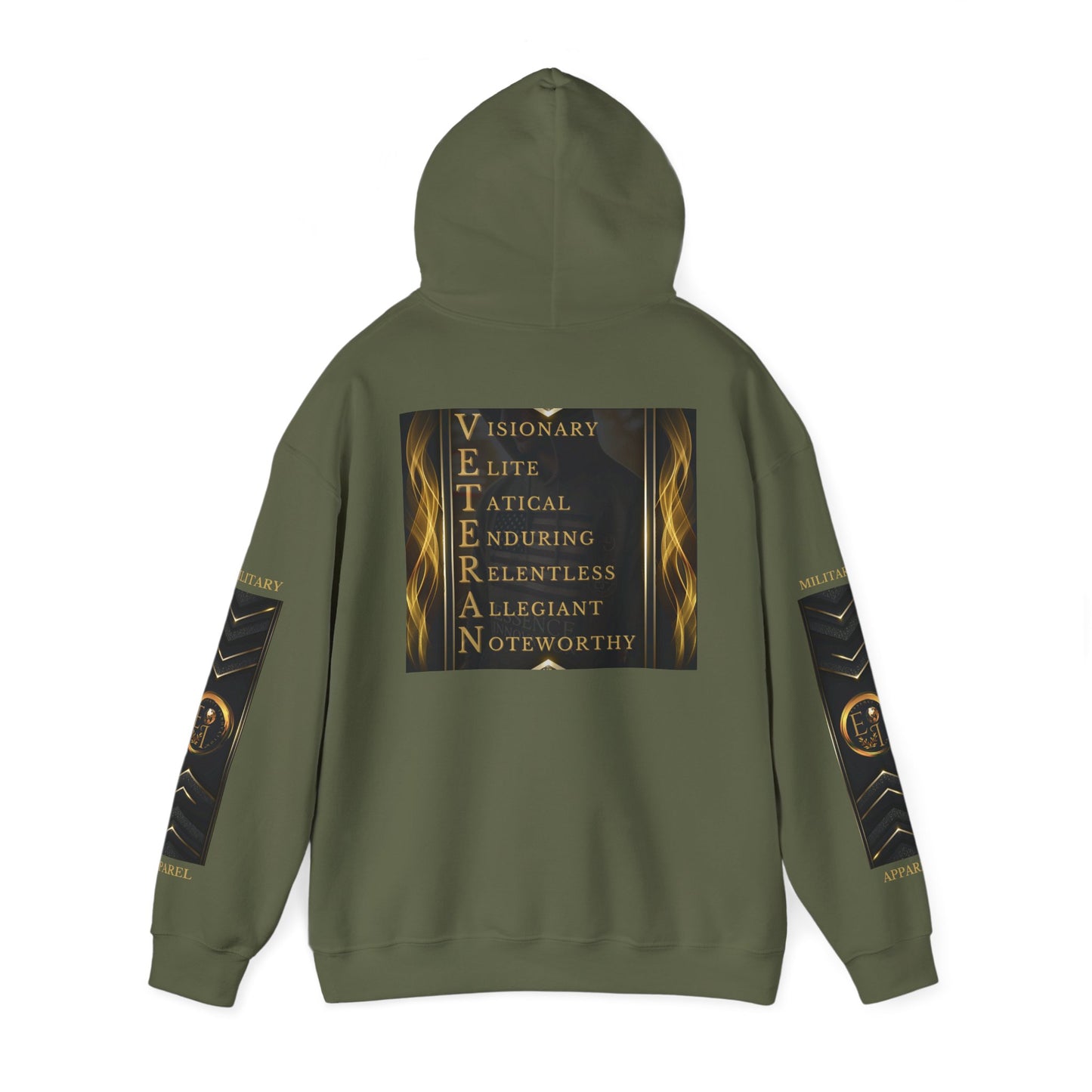 Veteran Qualities Serviceman Three | MC Green Hoodie | Military & Service Tribute