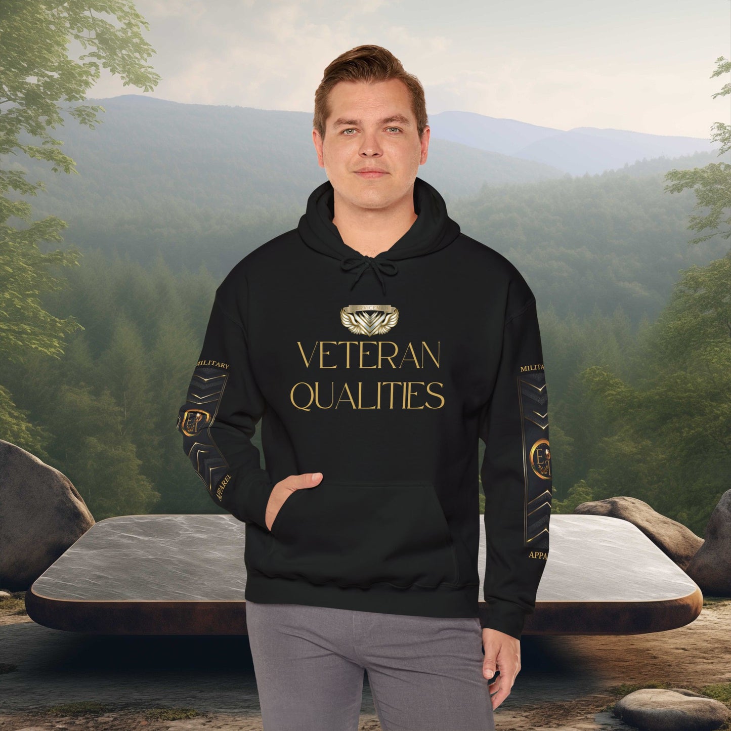 Veteran Qualities Serviceman One | Black Hoodie | Honor & Commitment