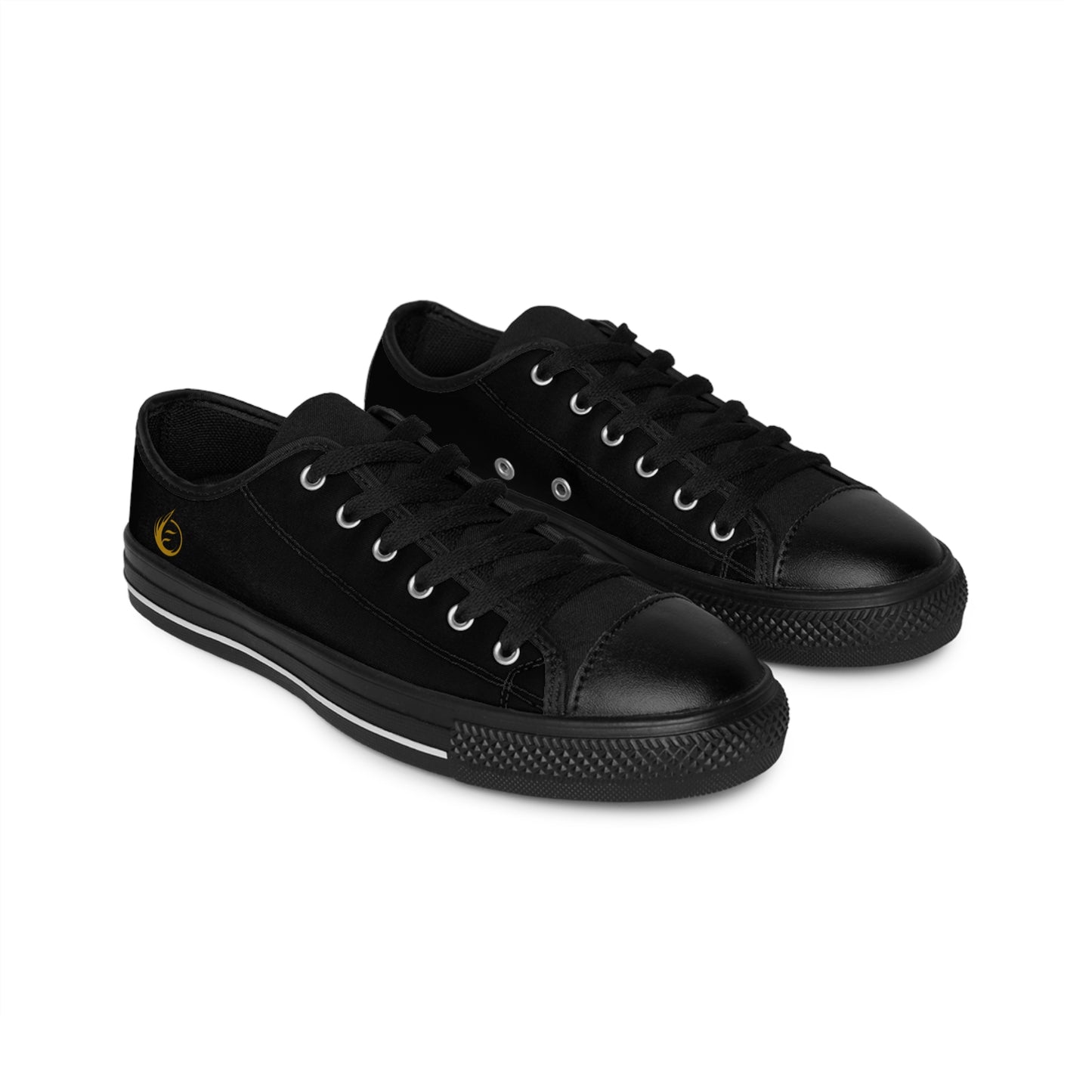 Pair of black EssenceInnoCreate sneakers on a white background