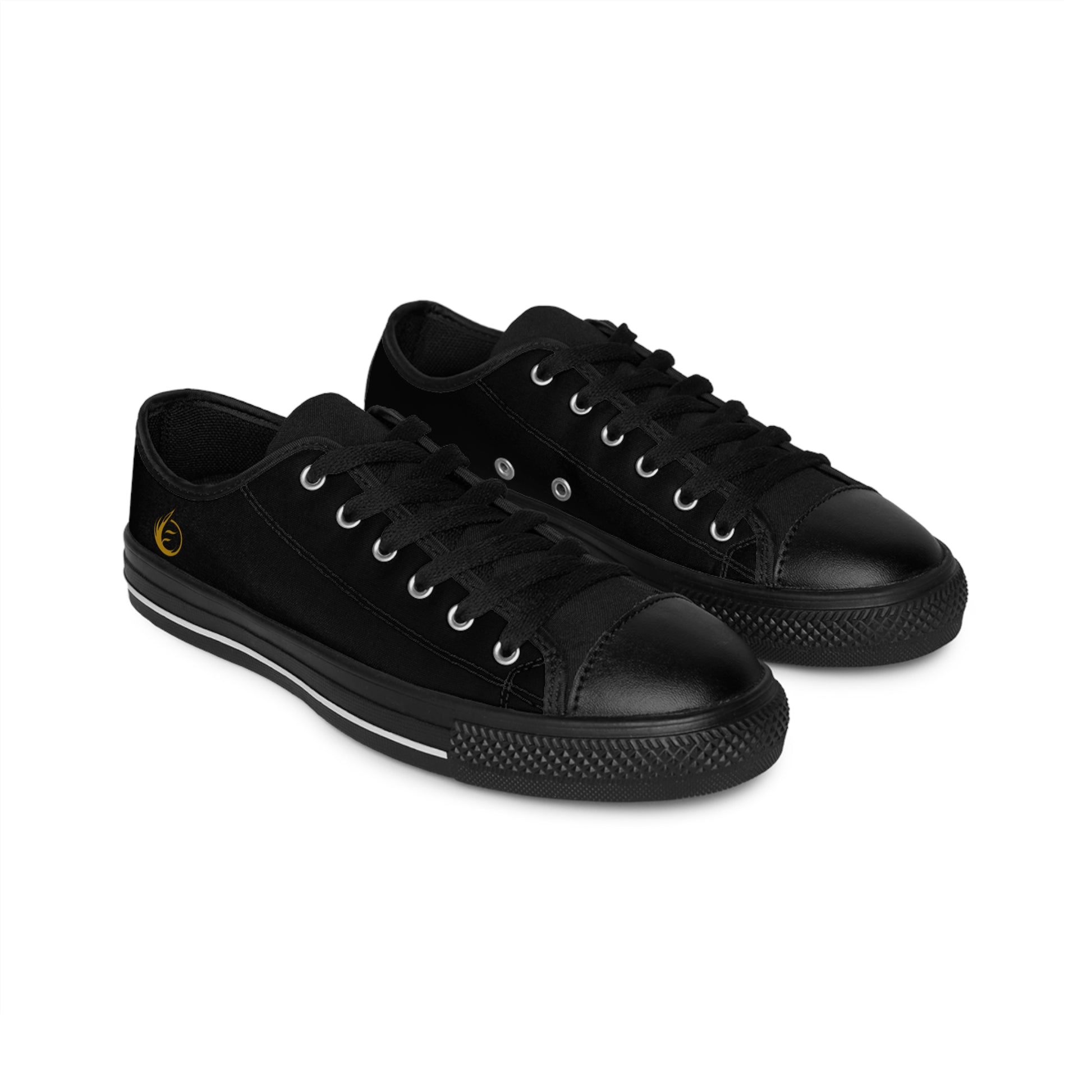 Pair of black EssenceInnoCreate sneakers on a white background