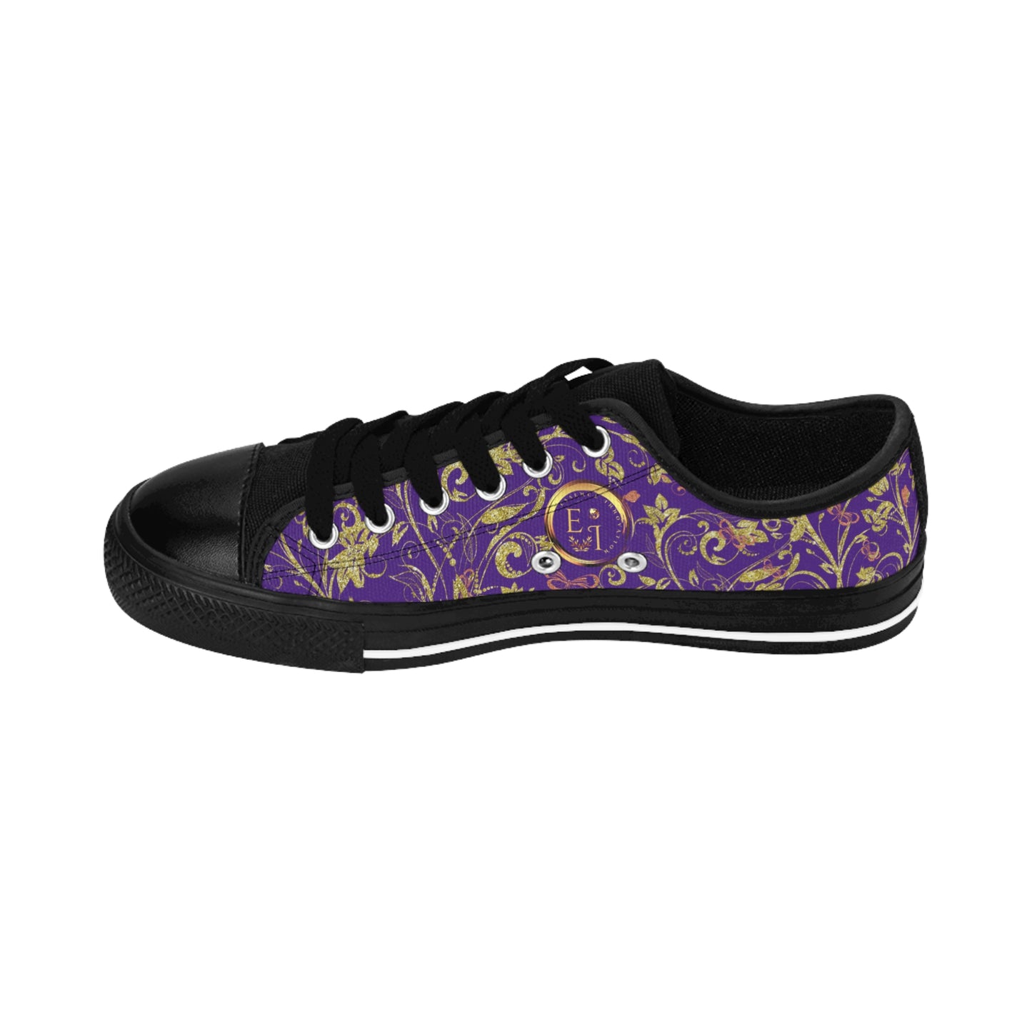 Bohemian Butterfly | Purple | Black Sole LowTop Sneakers