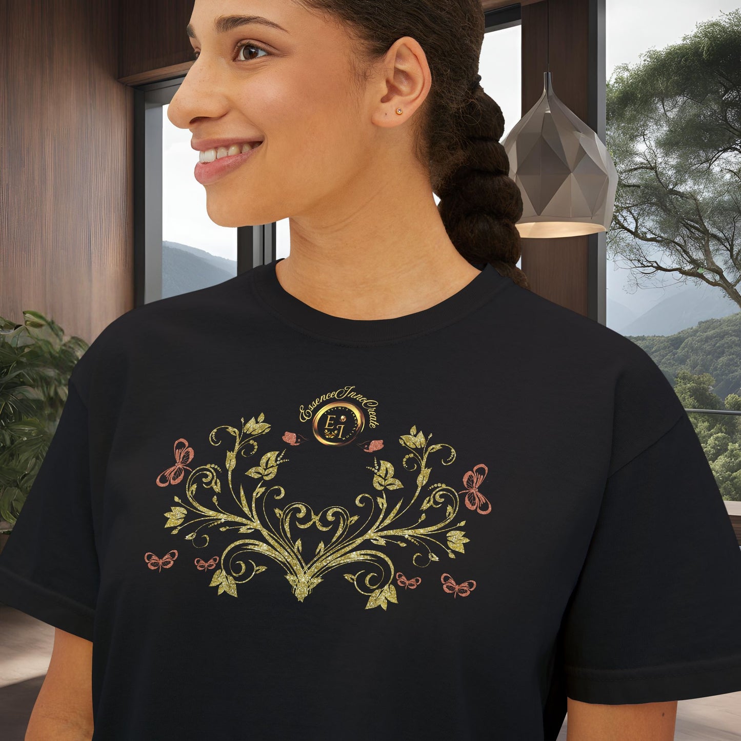Botanical Crest Crop Tee – Floral Graphic Crop Top
