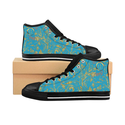Bohemian Butterfly | Turquoise | Black Sole HighTop Sneakers
