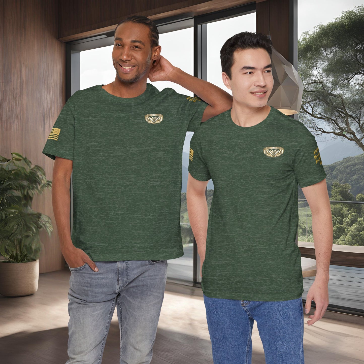 Essence Forest Veteran Tee – Deep Green Tribute Shirt