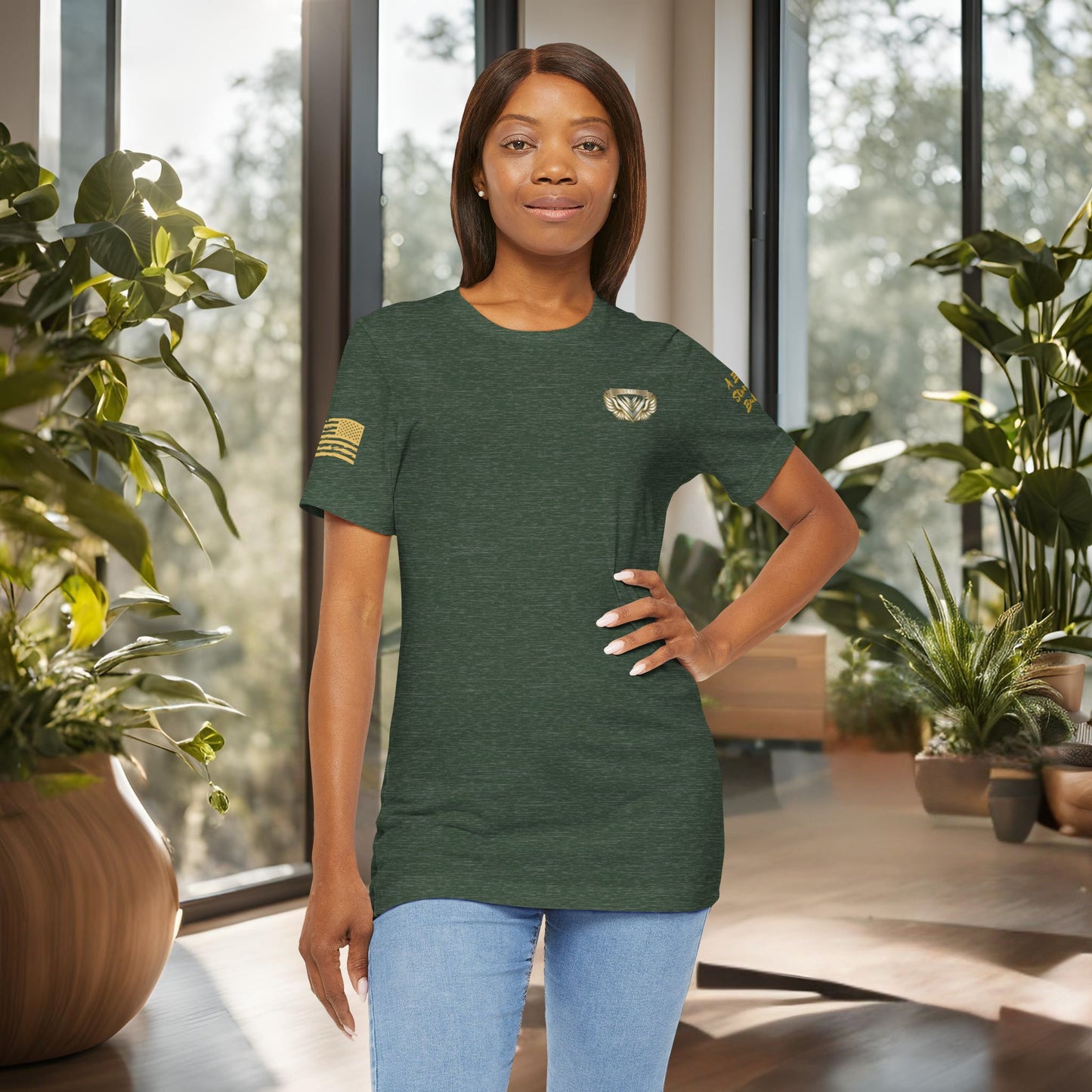 Essence Forest Veteran Tee – Deep Green Tribute Shirt