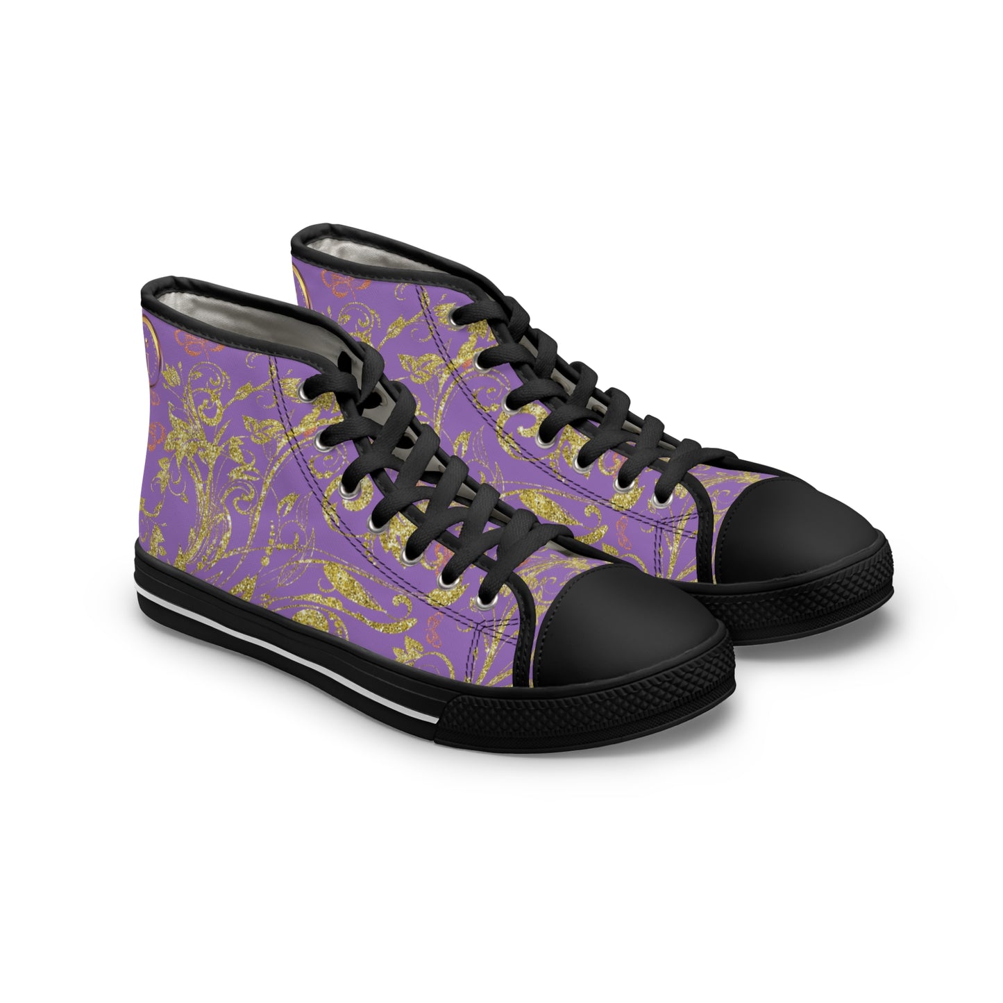 Bohemian Butterfly Heart | Light Purple | Black Sole HighTop Sneakers