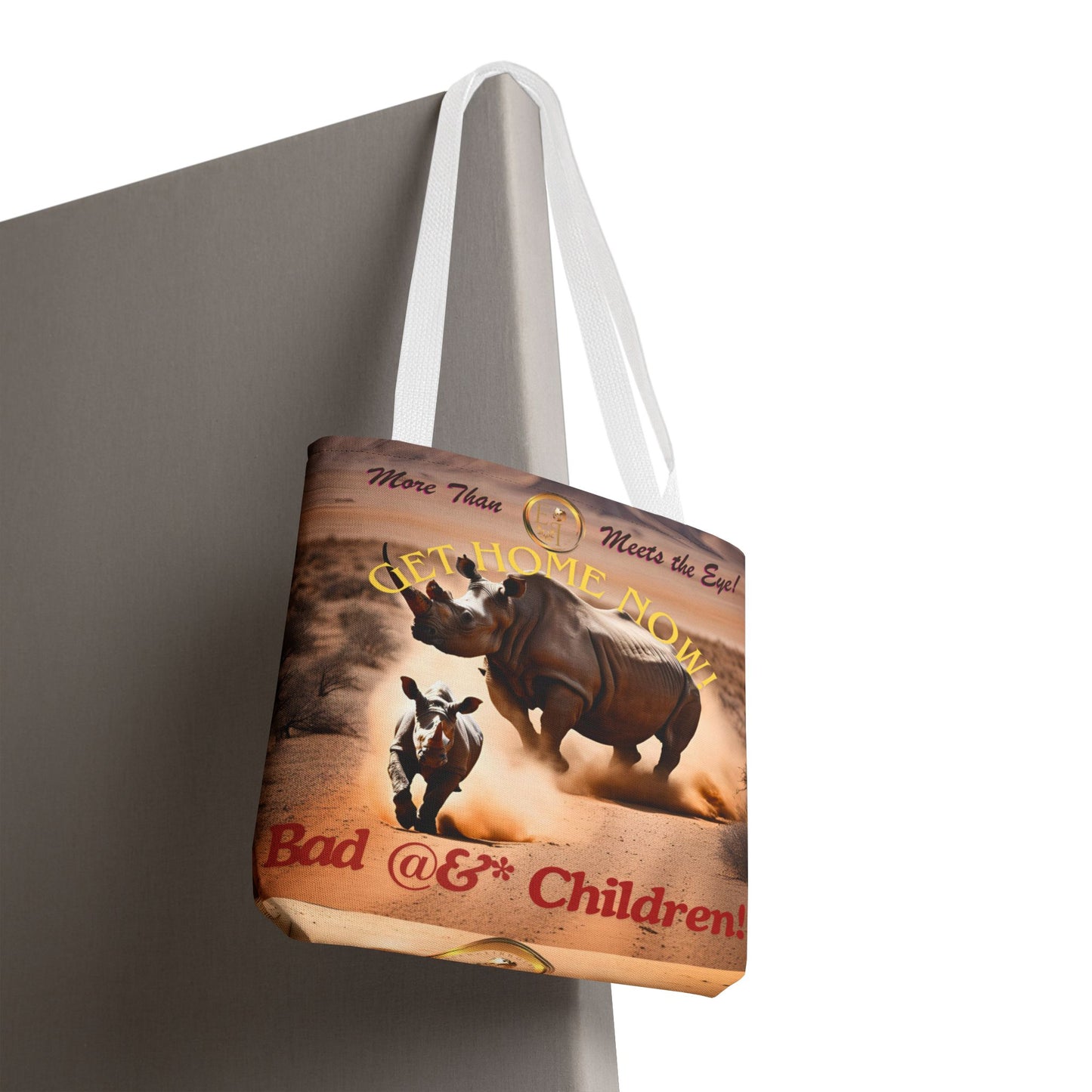 Humorous Rhino Tote Bag - Perfect for Parents, Kid's Activities, Gifts for Moms and Dads, Playdates, Back to School!
