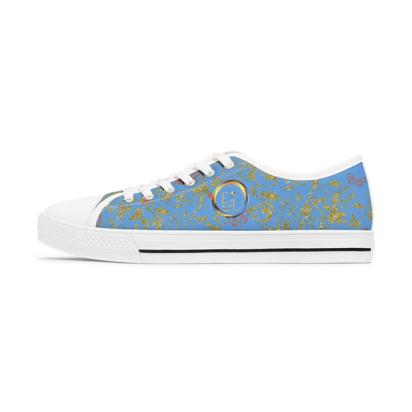 Ladies Bohemian Butterfly | Light Blue | White Sole LowTops