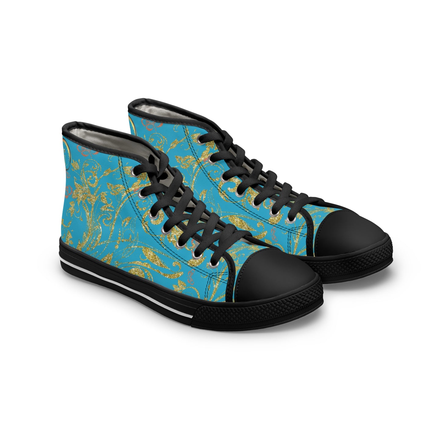 Bohemian Butterfly Heart | Turquoise | Black Sole HighTop Sneakers