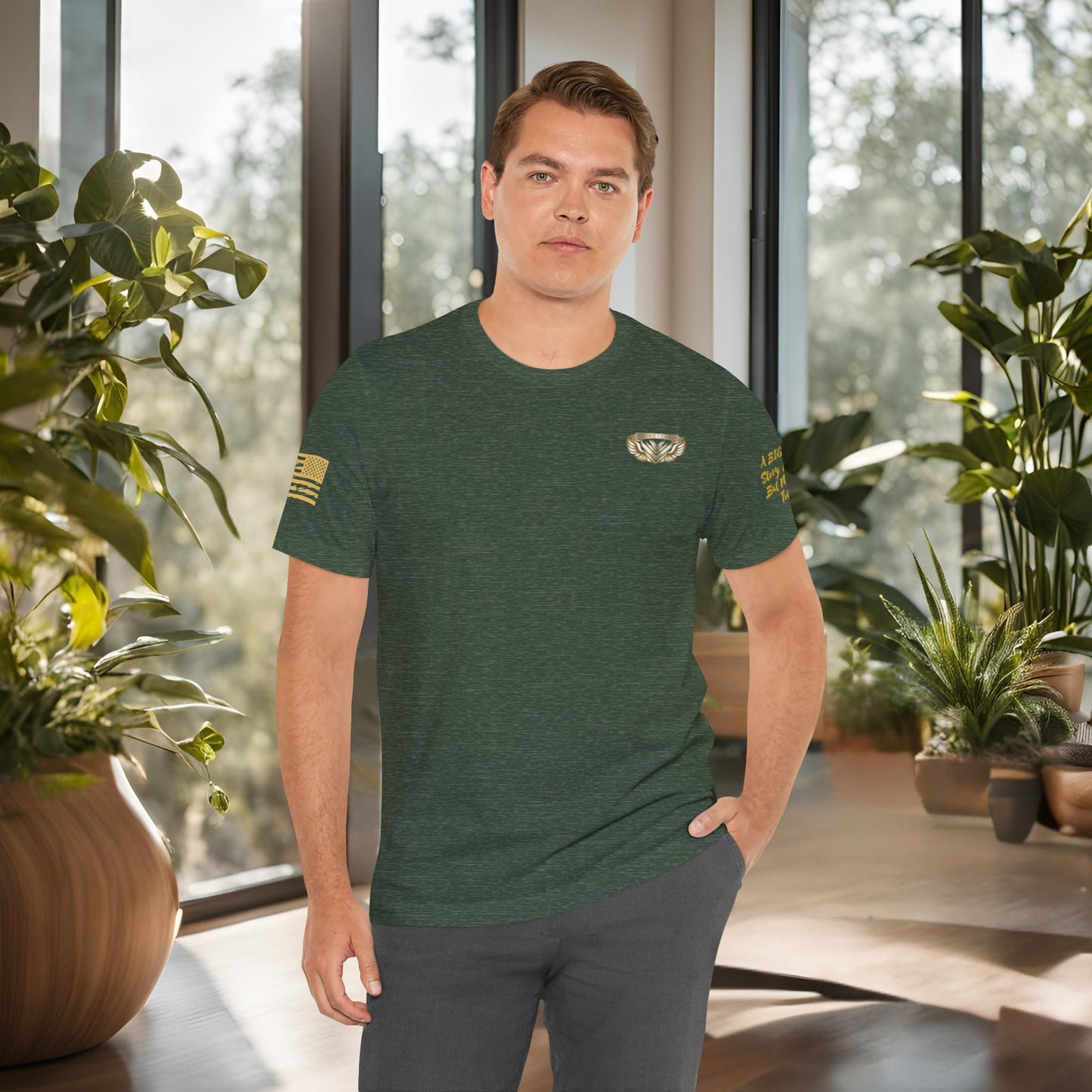 Essence Forest Veteran Tee – Deep Green Tribute Shirt