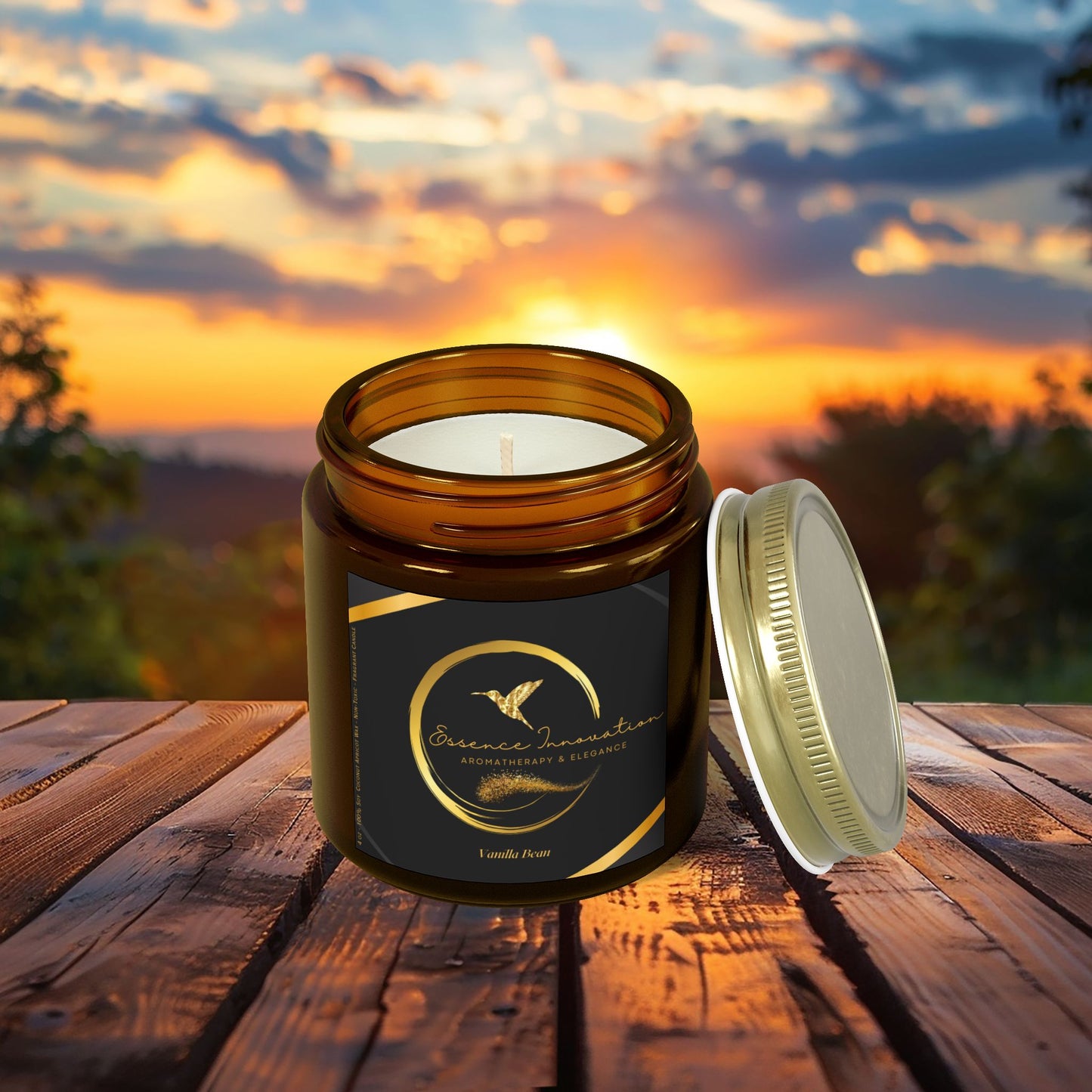 Aura Lux Gold Collection | Vanilla Bean Scented Candle | 4oz, 9oz