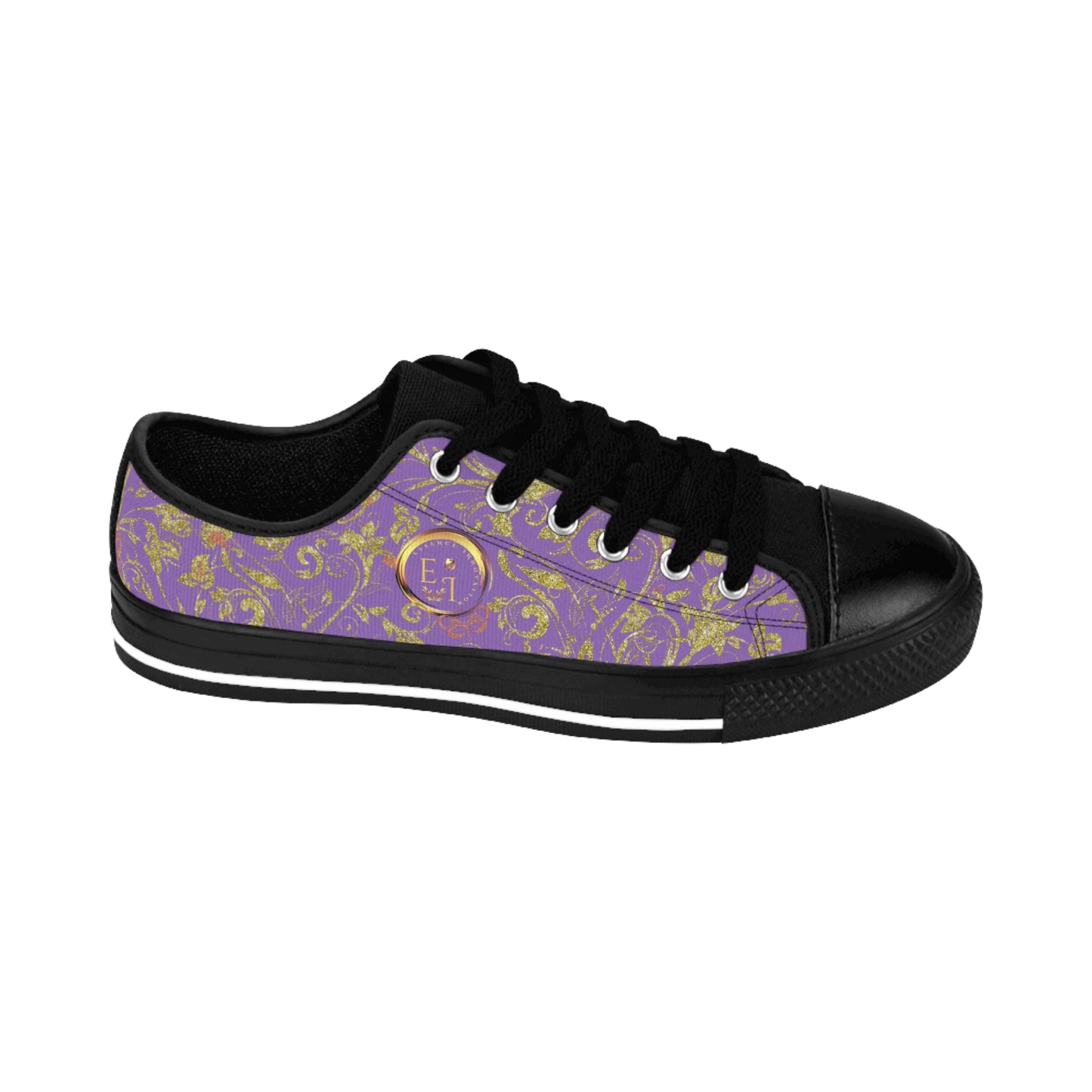 Bohemian Butterfly | Light Purple | Black Sole LowTop Sneakers