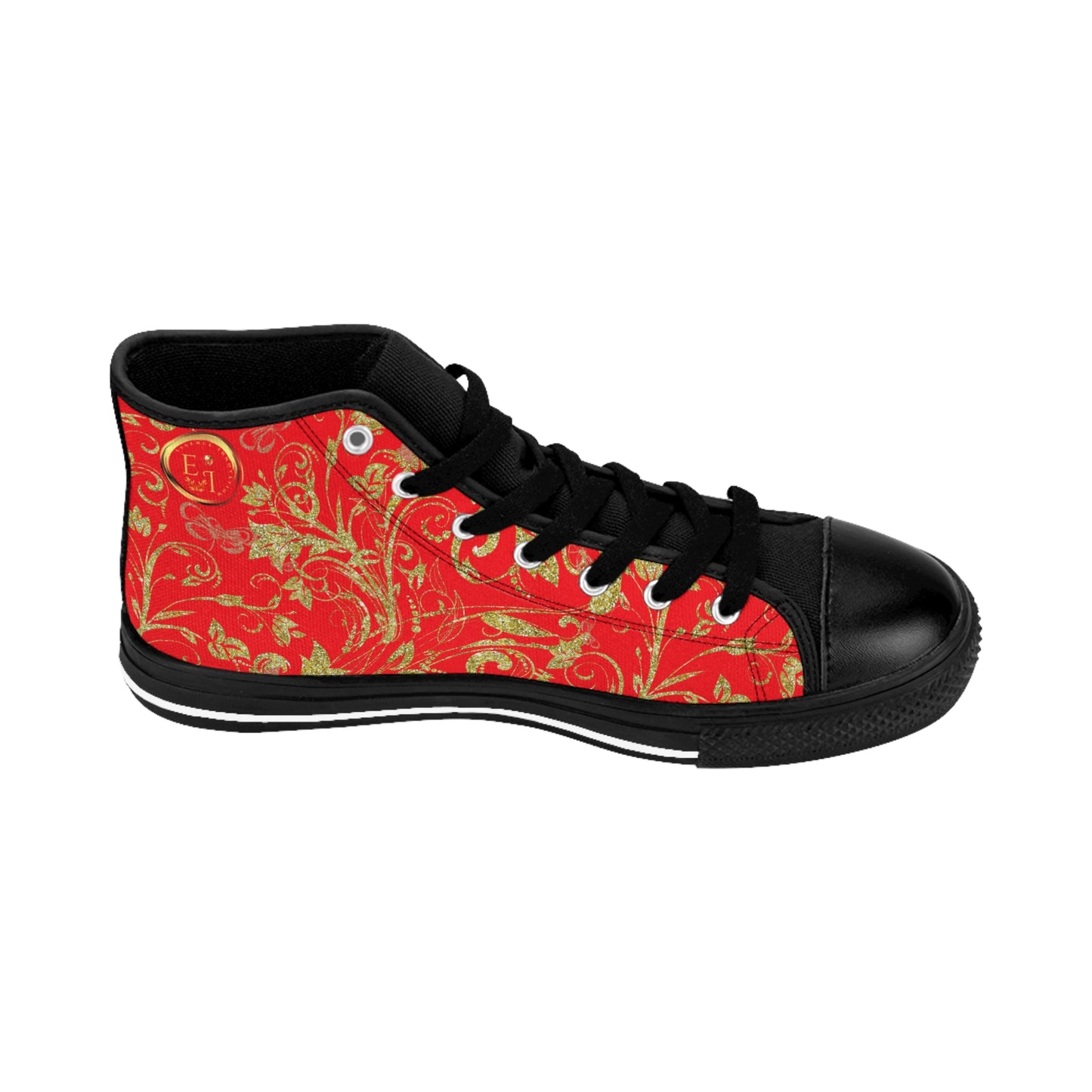 Bohemian Butterfly | Red | Black Sole HighTop Sneakers