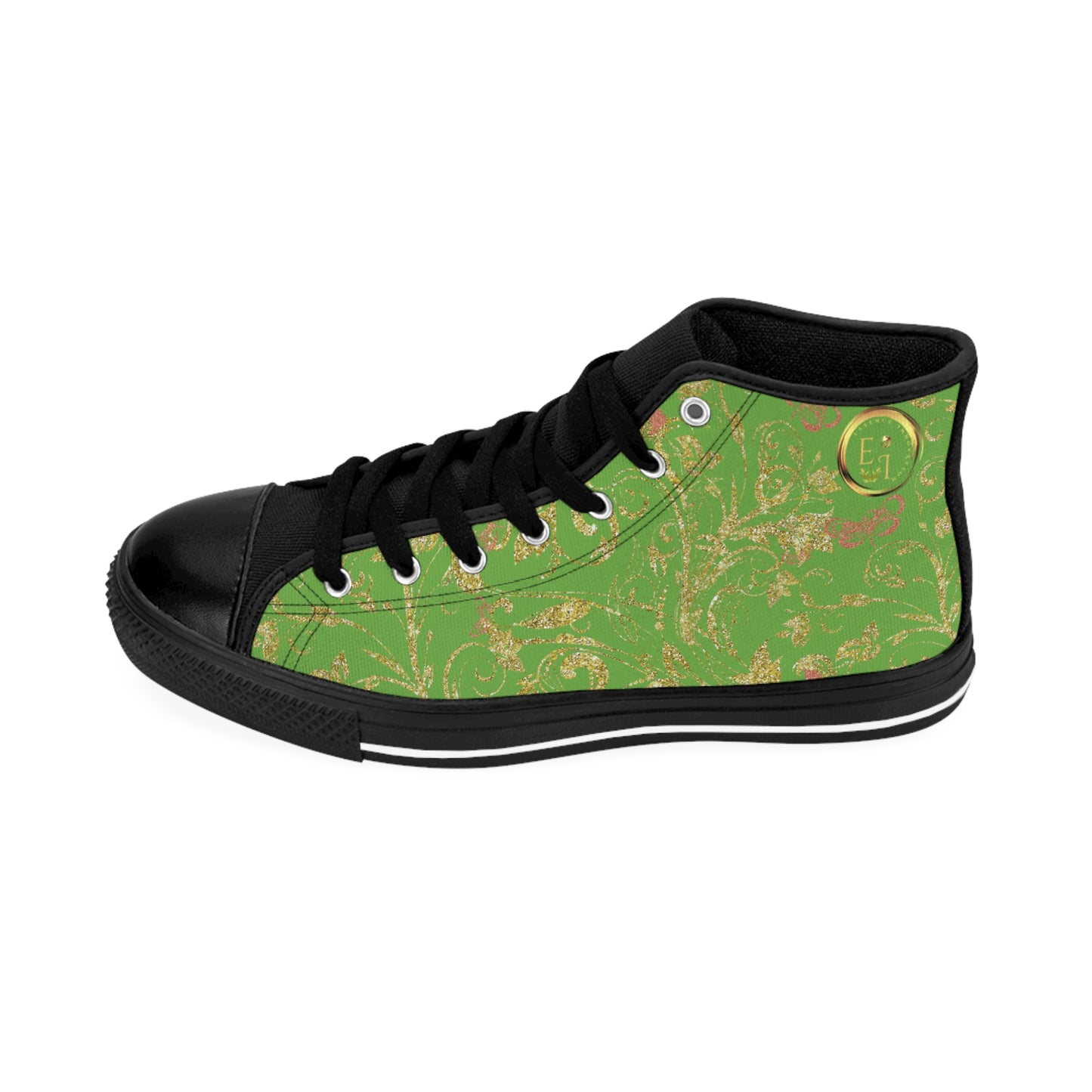 Bohemian Butterfly | Light Green | Black Sole HighTop Sneakers