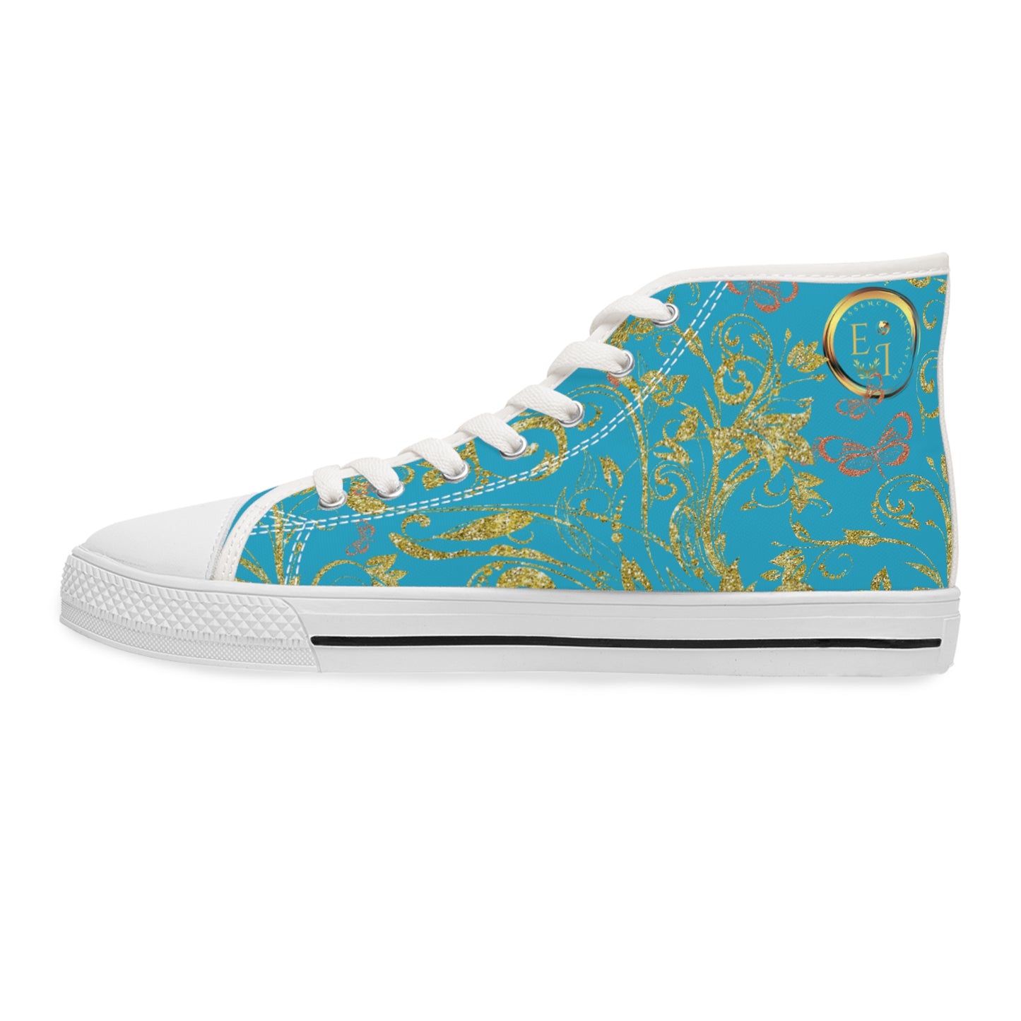 Ladies Bohemian Butterfly | Turquoise | White Sole HighTops