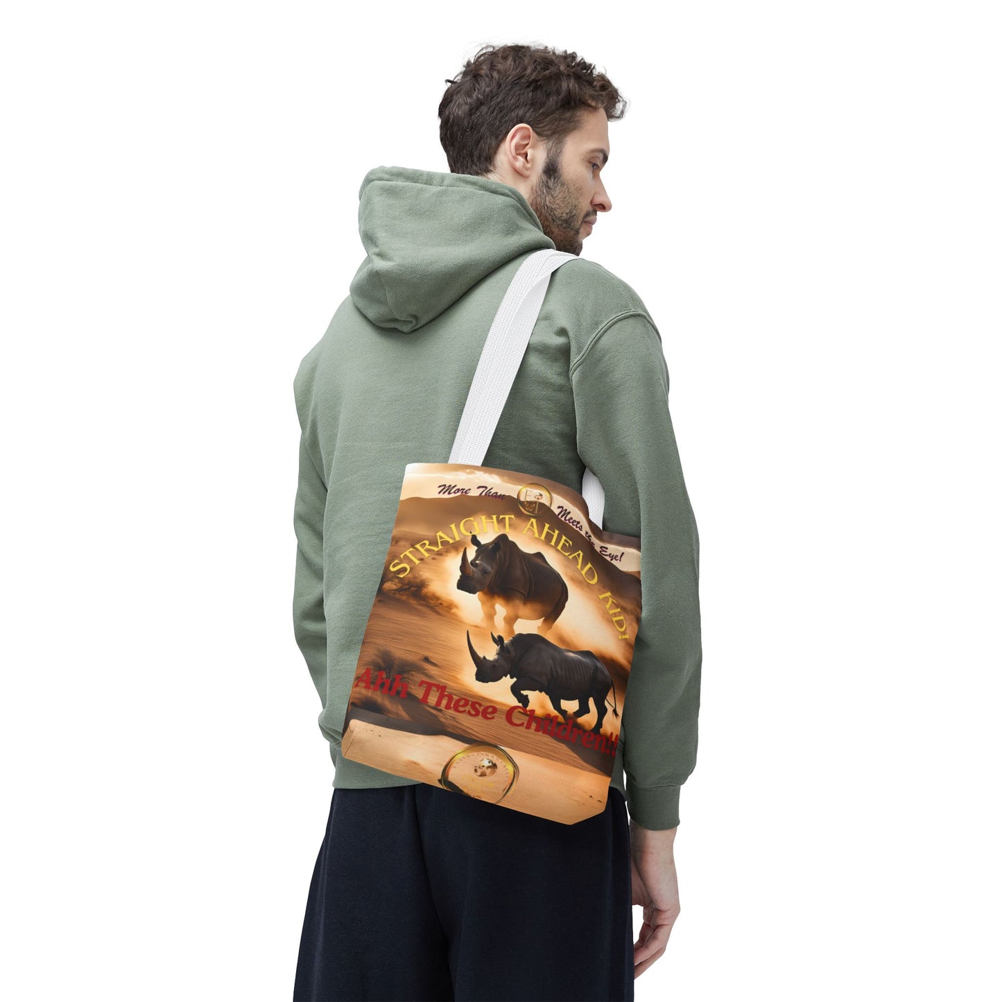 Wildlife Tote Bag, Straight Ahead Kid Tote, Eco-Friendly Rhinos Bag, Animal Lover Gift, Adventure Shopping Bag, Unique Canvas Accessory