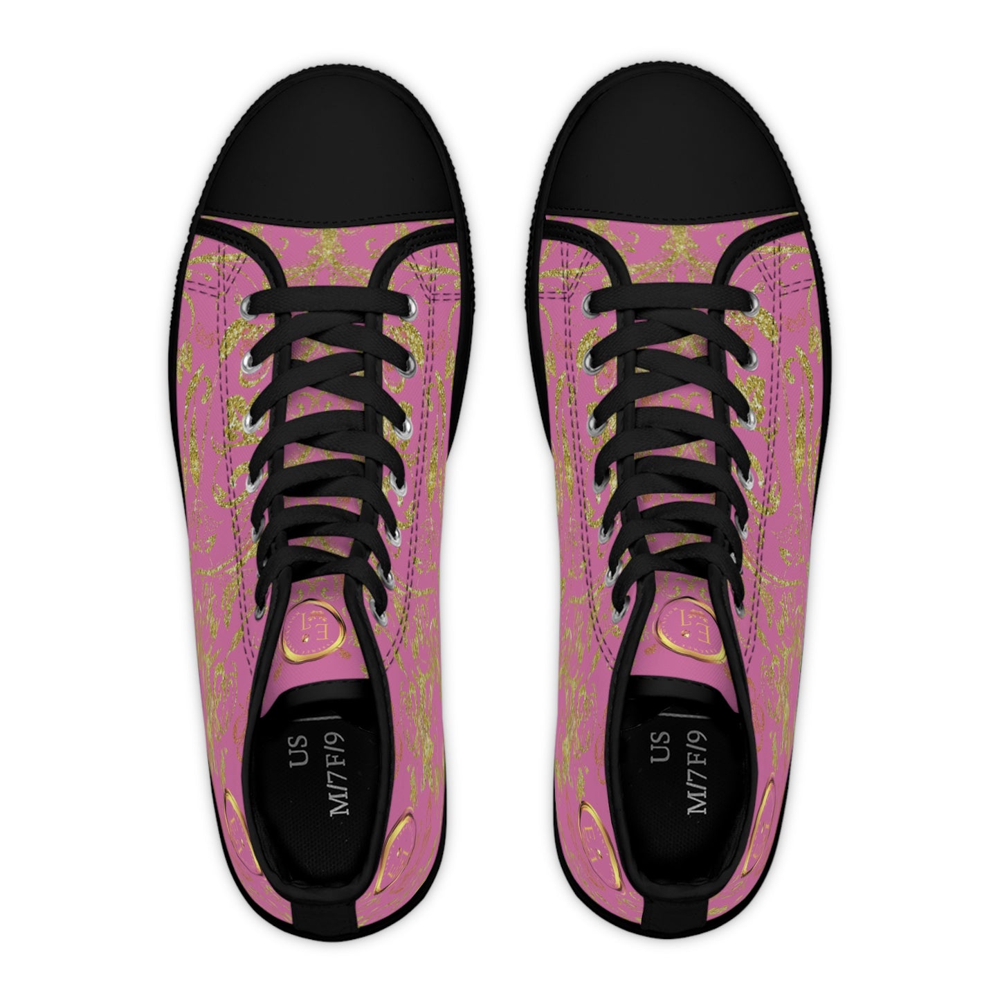 Bohemian Butterfly Heart | Light Pink | Black Sole HighTop Sneakers