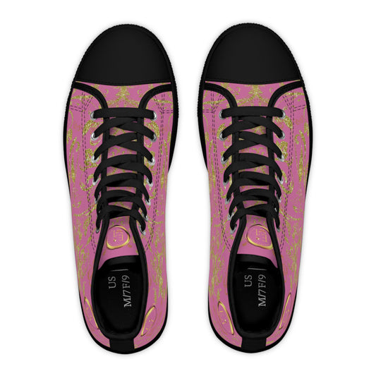 Bohemian Butterfly Heart | Light Pink | Black Sole HighTop Sneakers
