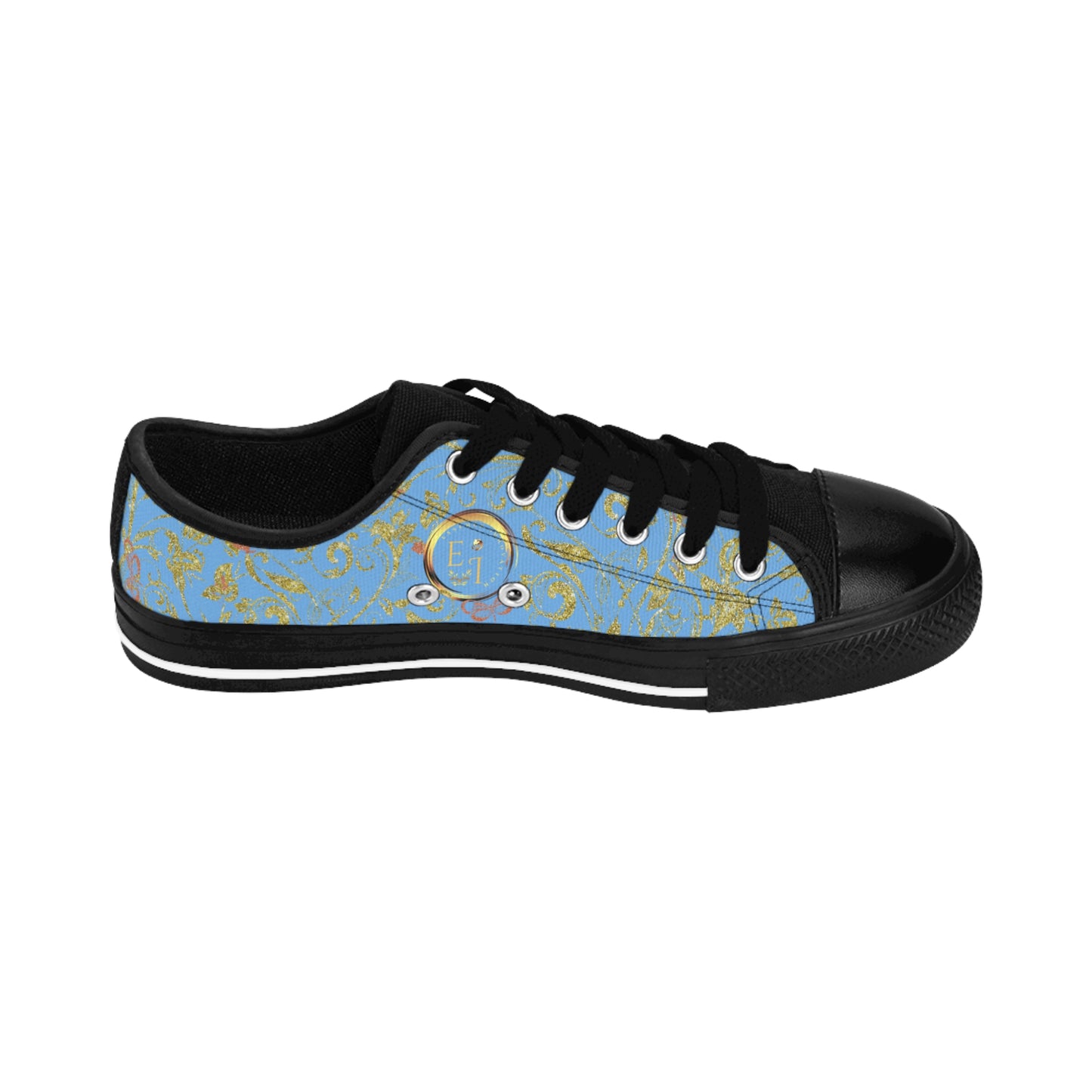 Bohemian Butterfly | Light Blue | Black Sole LowTop Sneakers