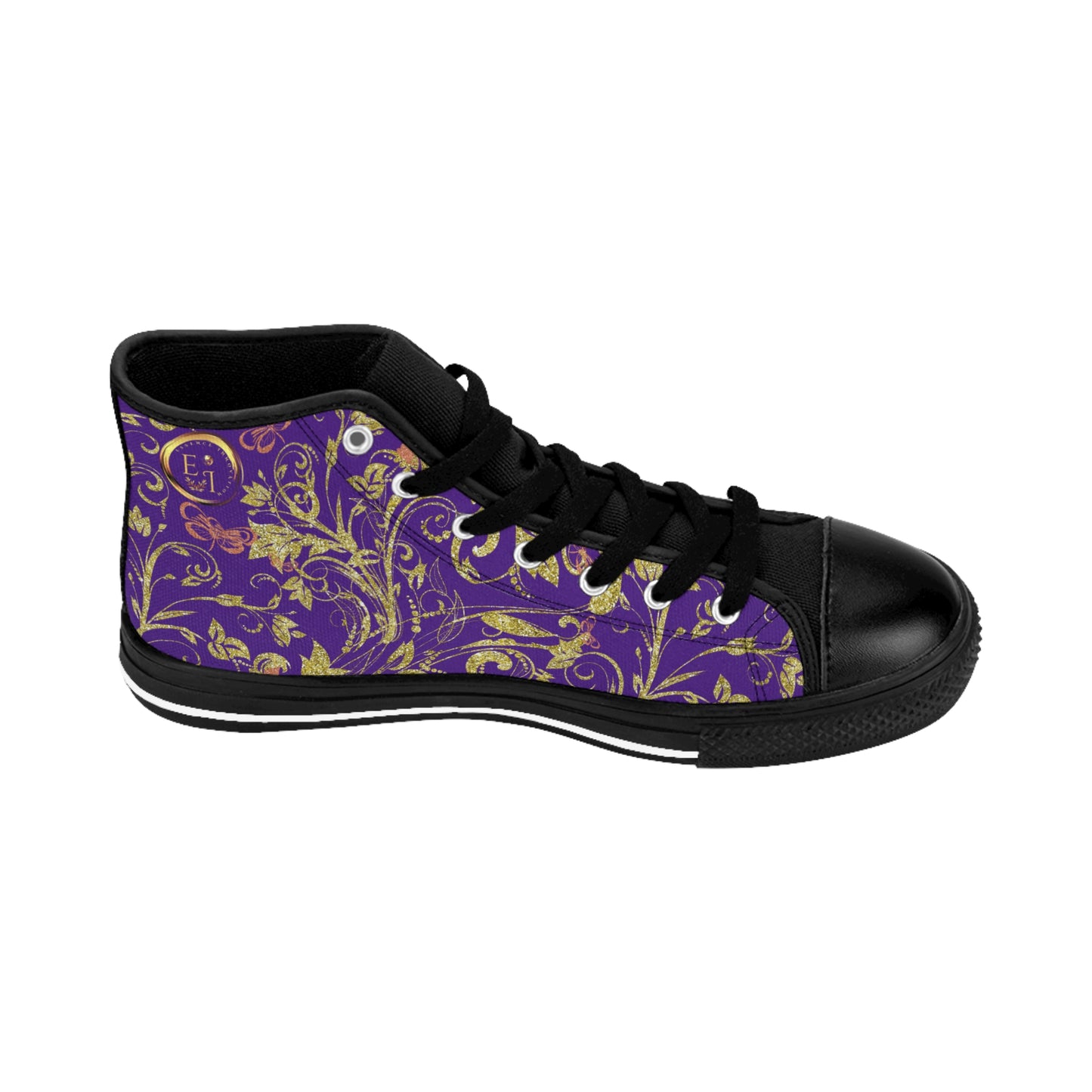 Bohemian Butterfly | Purple | Black Sole HighTop Sneakers