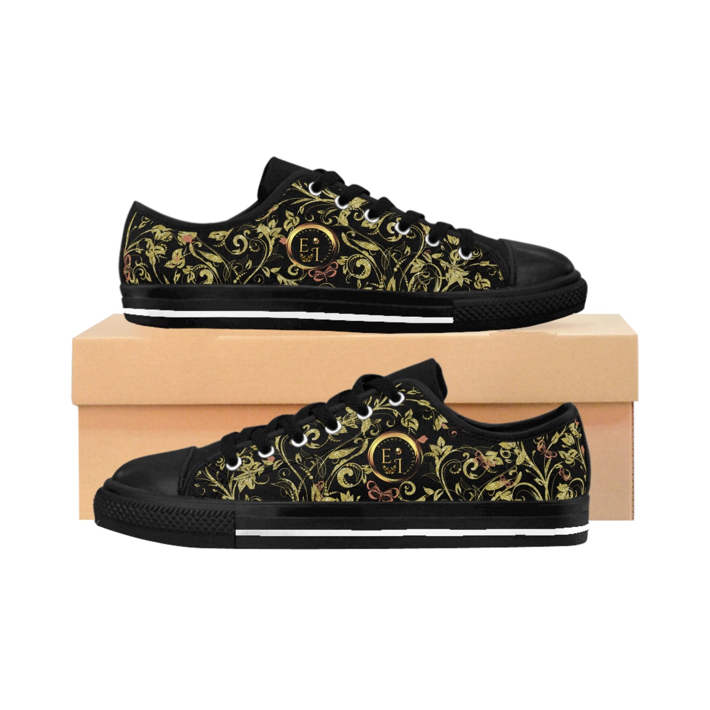 Bohemian Butterfly | Black | Black Sole LowTop Sneakers