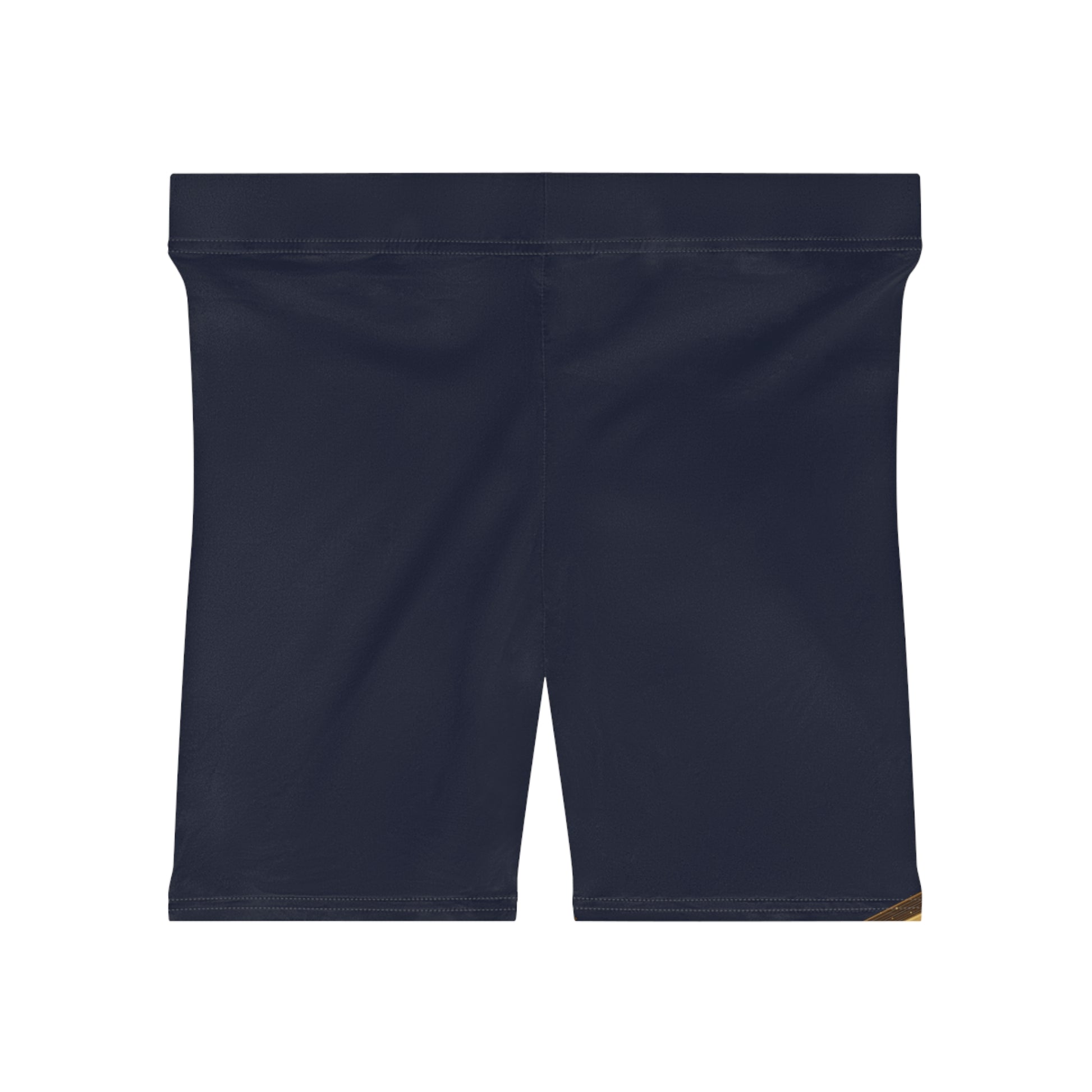 Navy blue athletic shorts on a white background