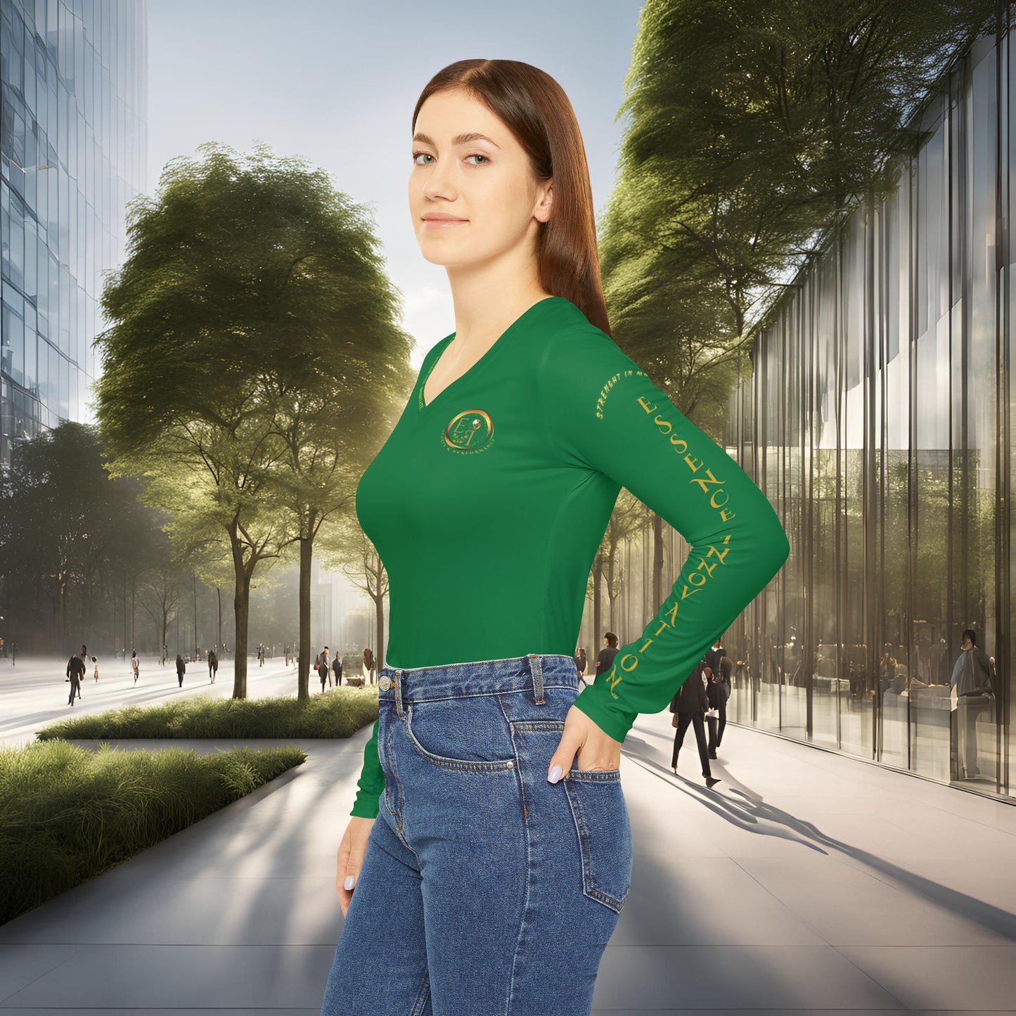 Seek More Performance XII | EI Sports LS V-Neck | Dark Green