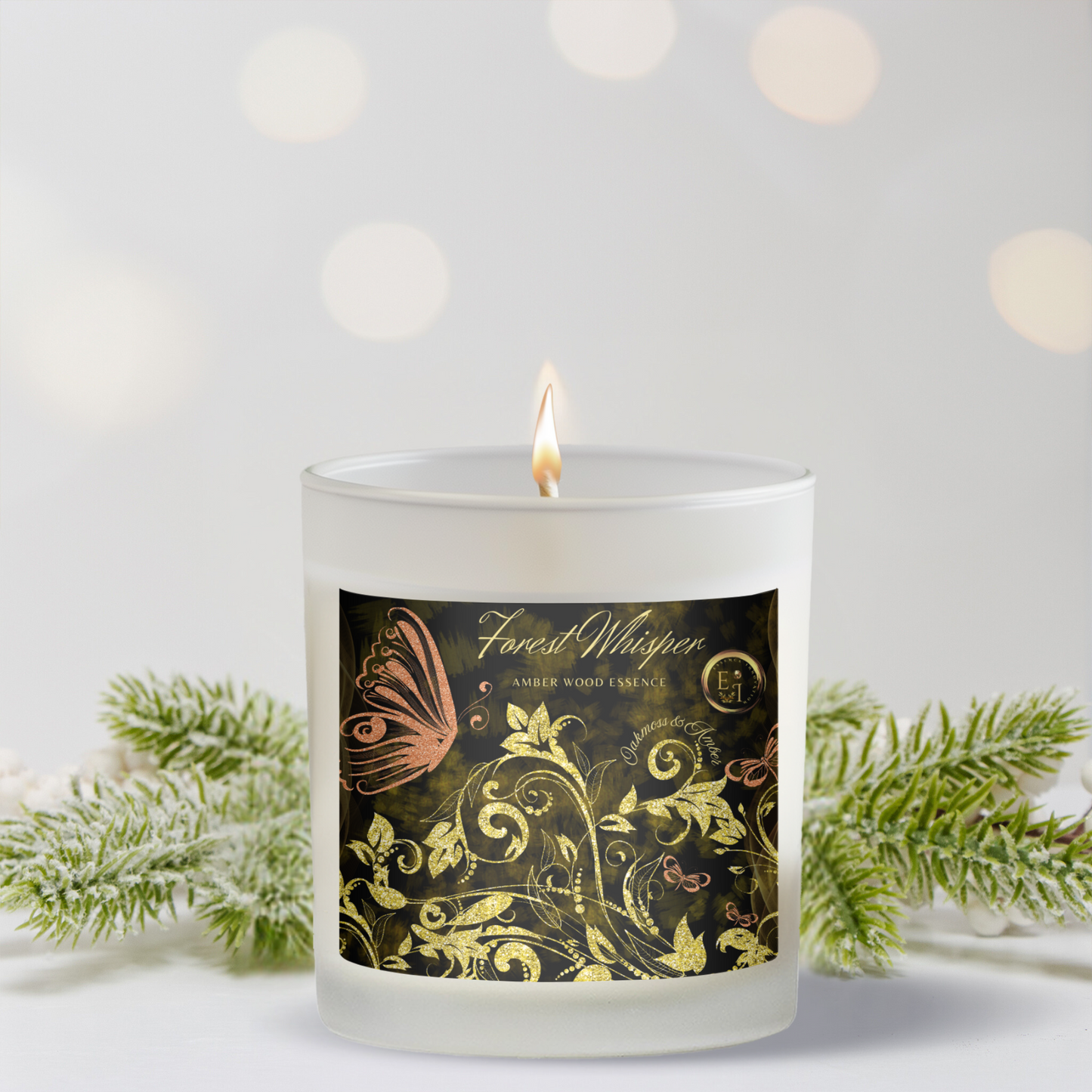 Amber Wood Essence | Oakmoss and Amber | Luxury Frosted Candle