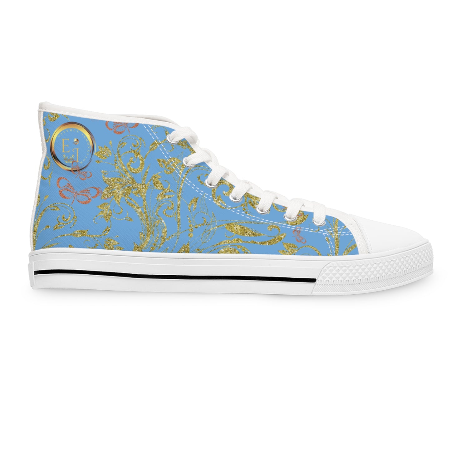 Ladies Bohemian Butterfly | Light Blue | White Sole HighTops