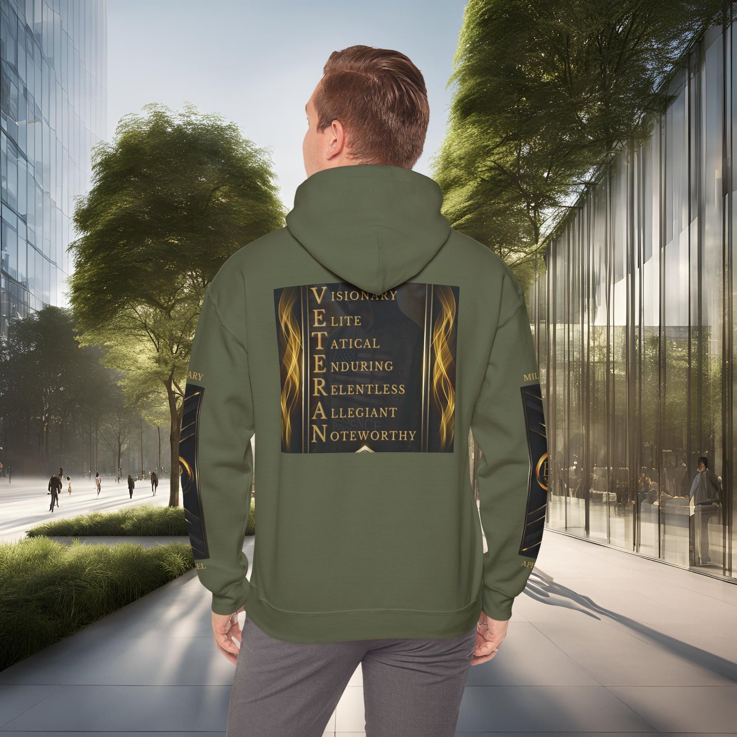Veteran Qualities Serviceman Three | MC Green Hoodie | Military & Service Tribute