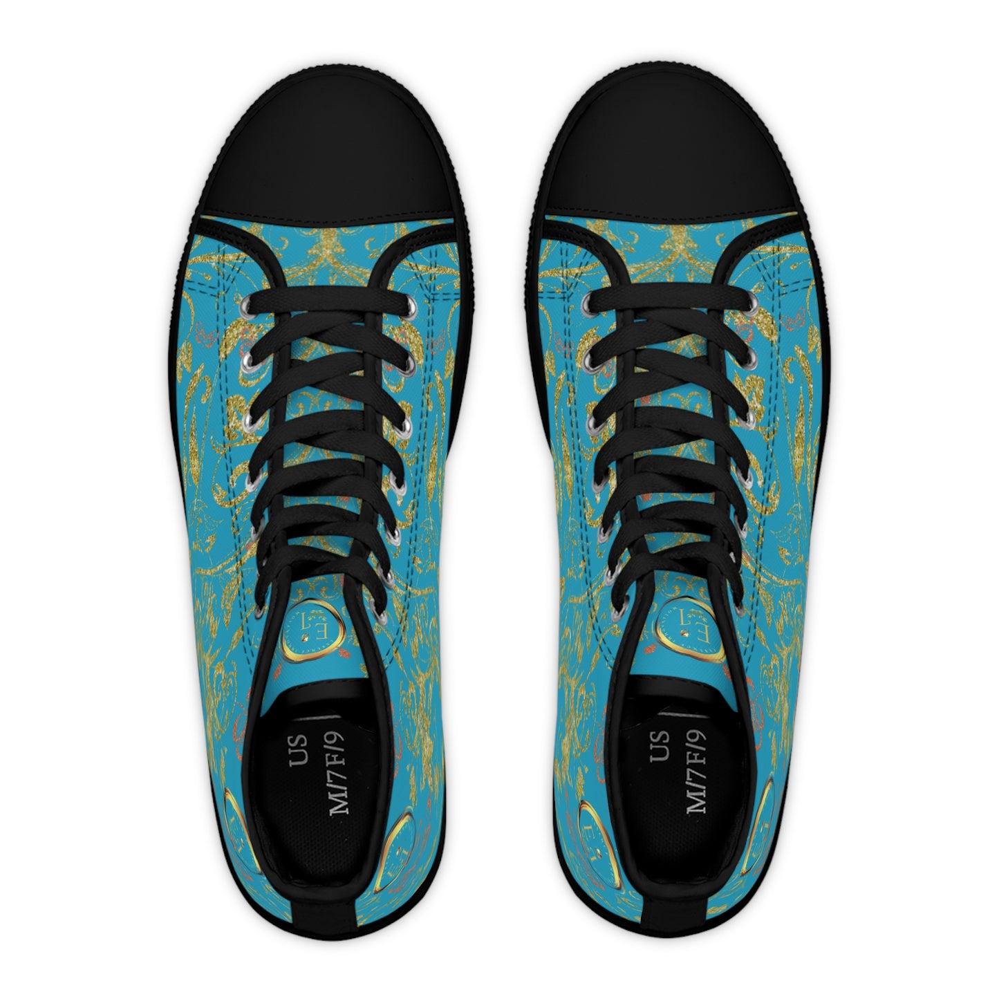 Bohemian Butterfly Heart | Turquoise | Black Sole HighTop Sneakers