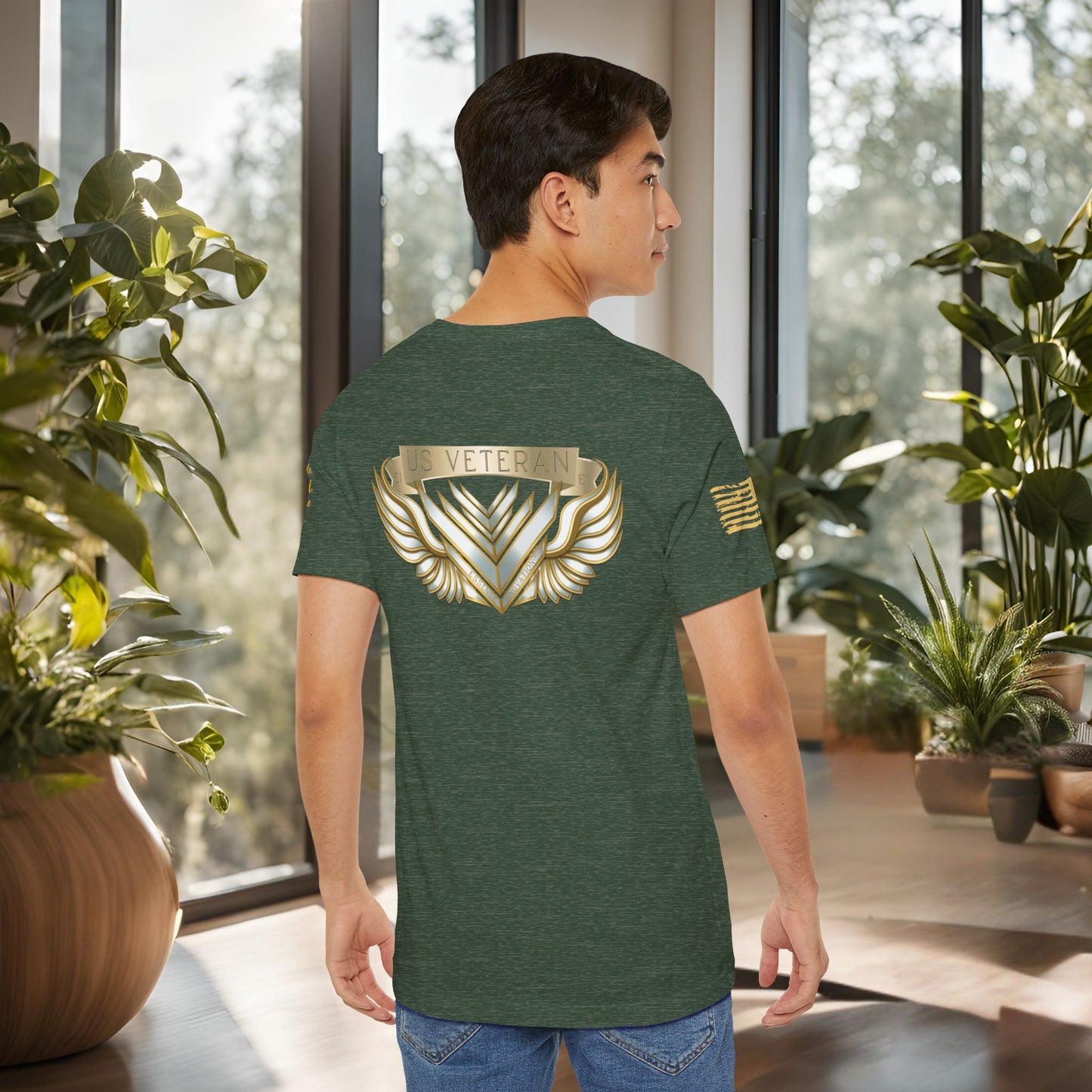 Essence Forest Veteran Tee – Deep Green Tribute Shirt