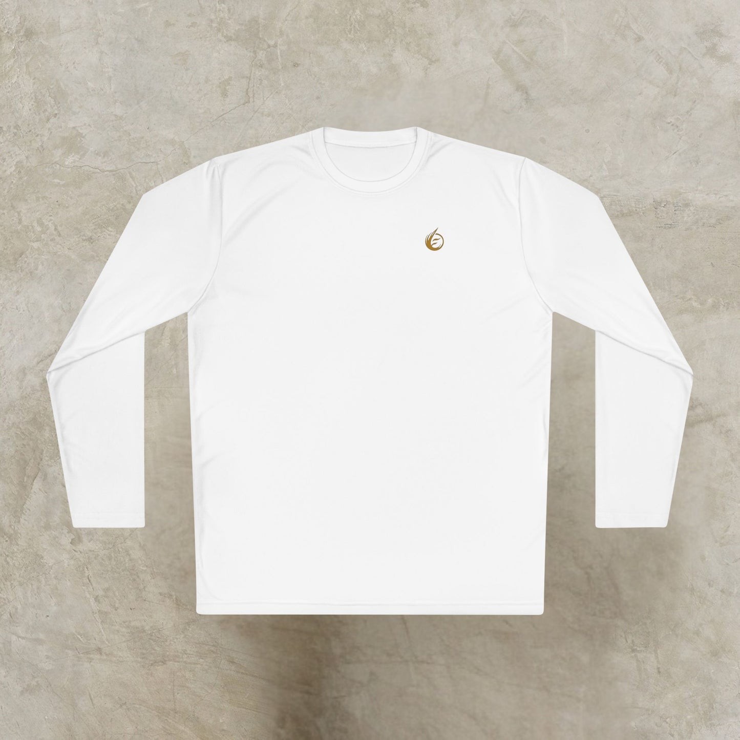 White long-sleeve shirt with a small 'EssenceInnoCreate' logo on a beige background