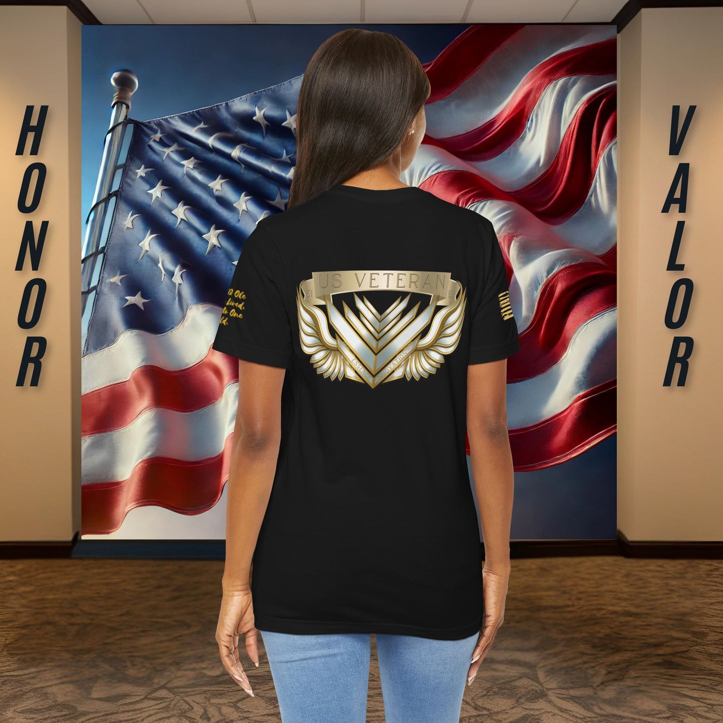 Essence Black Veteran Tee – Patriotic Shirt by Veteran-Owned Brand