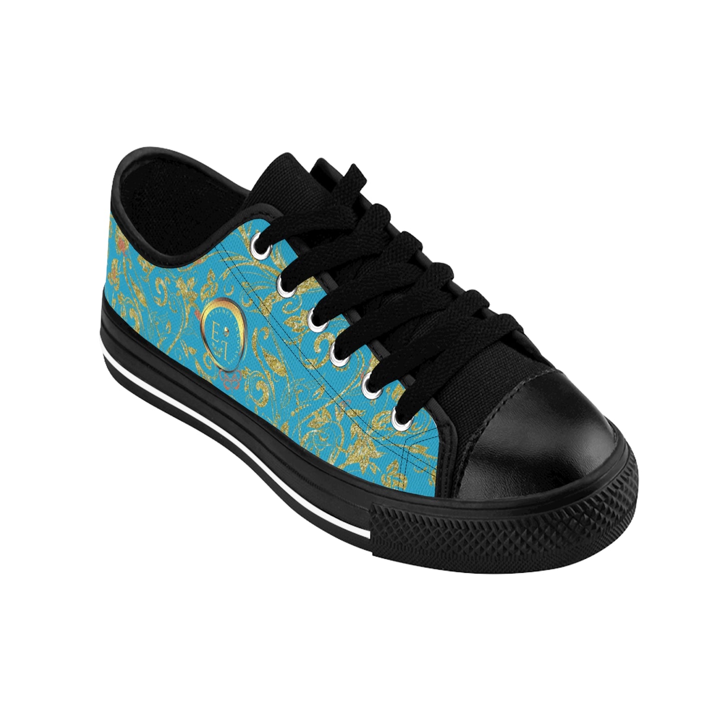 Bohemian Butterfly | Turquoise | Black Sole LowTop Sneakers