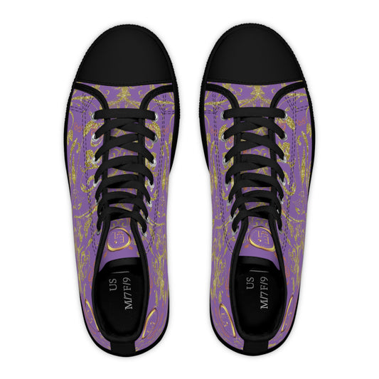 Bohemian Butterfly Heart | Light Purple | Black Sole HighTop Sneakers