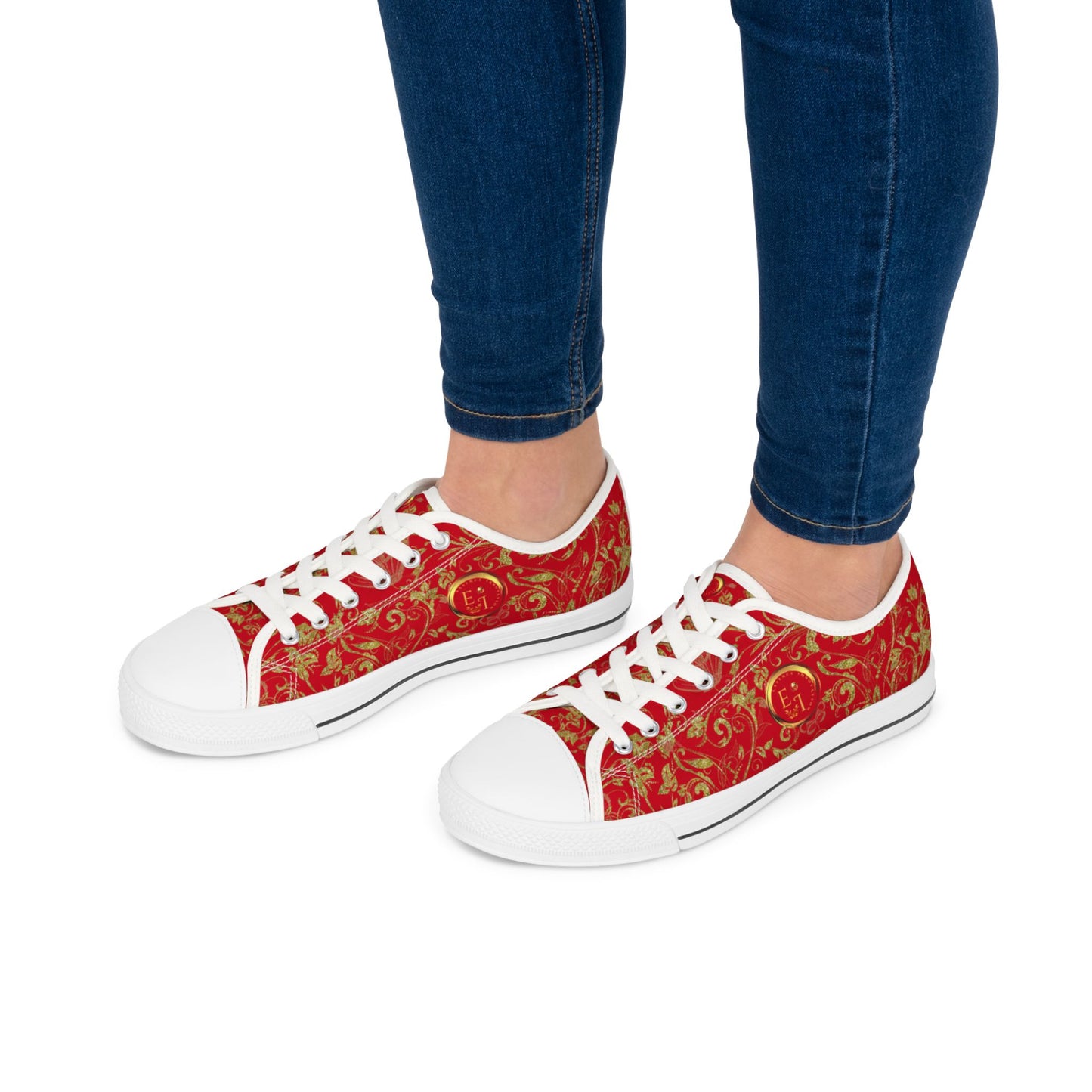 Ladies Bohemian Butterfly | Dark Red | White Sole LowTops