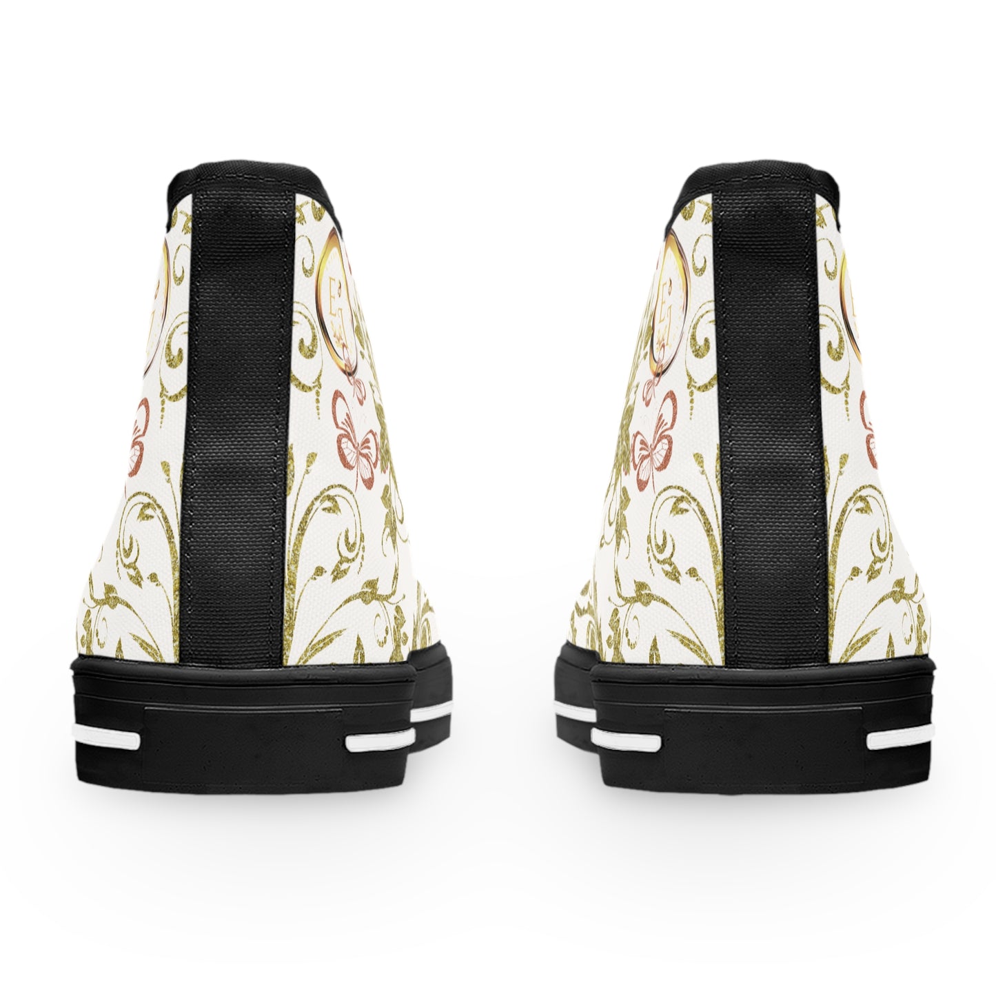 Bohemian Butterfly Heart | White | Black Sole HighTop Sneakers