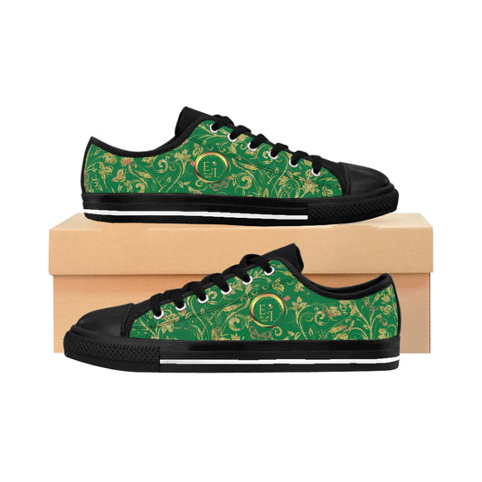 Bohemian Butterfly | Green | Black Sole LowTop Sneakers