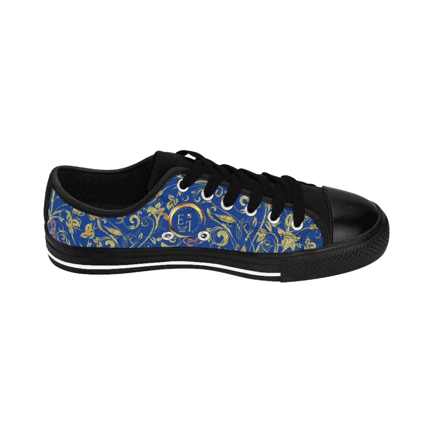 Bohemian Butterfly | Dark Blue | Black Sole LowTop Sneakers