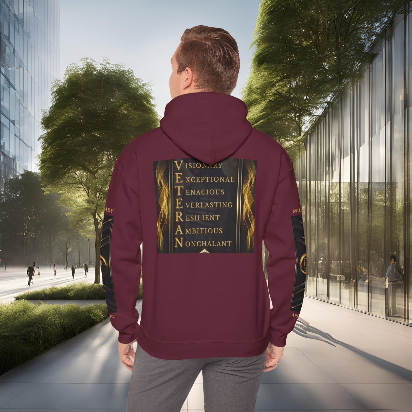 Veteran Qualities Leader Five | Maroon Hoodie | Military & Service Tribute