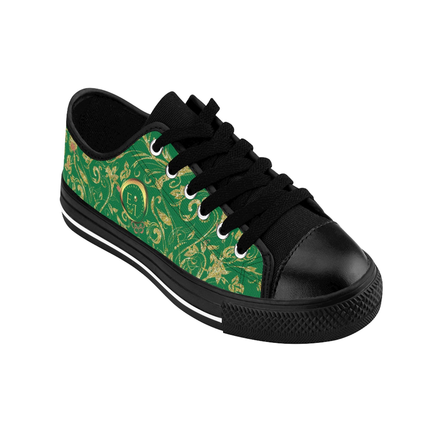 Bohemian Butterfly | Green | Black Sole LowTop Sneakers